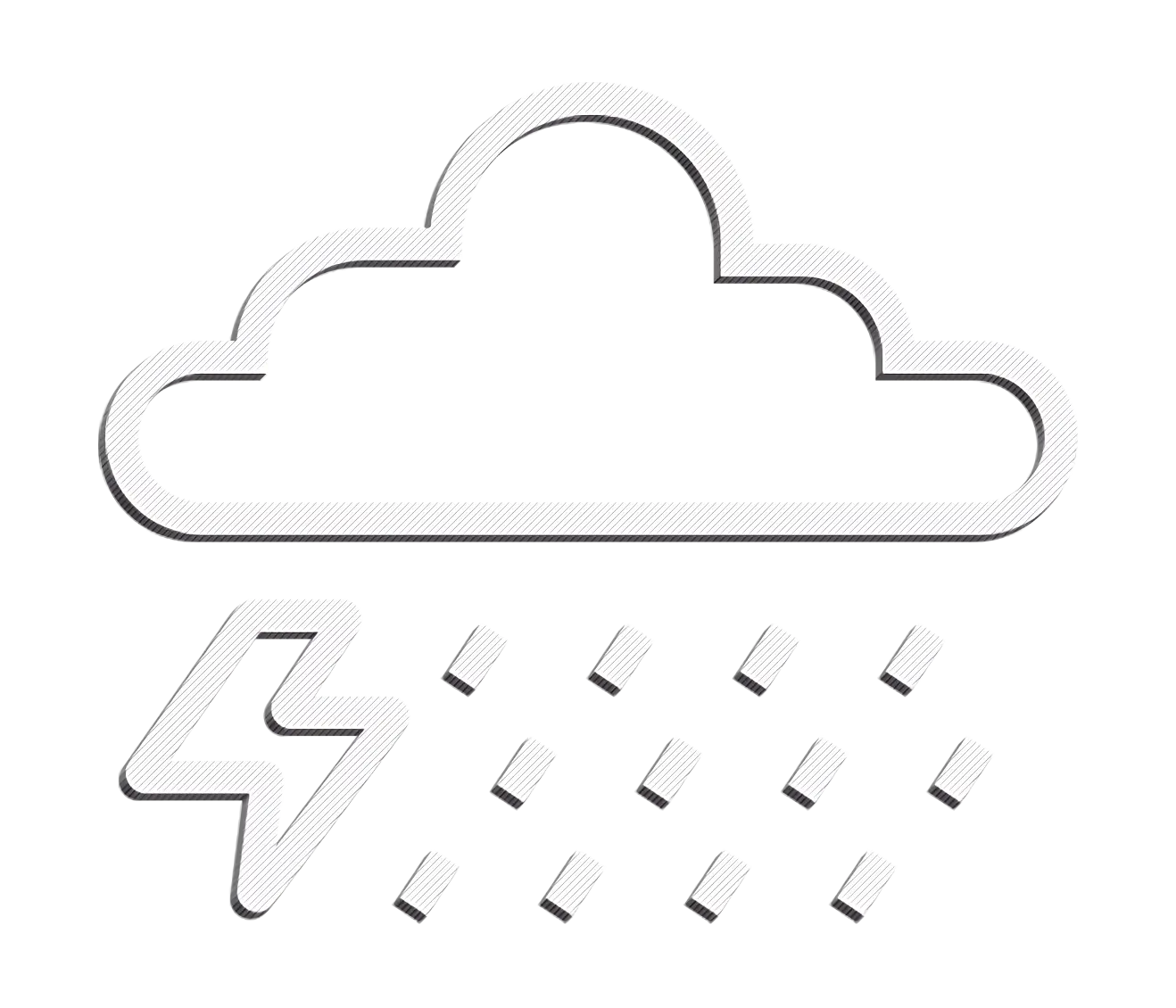 Storm Cloud Icon with Rain and Lightning