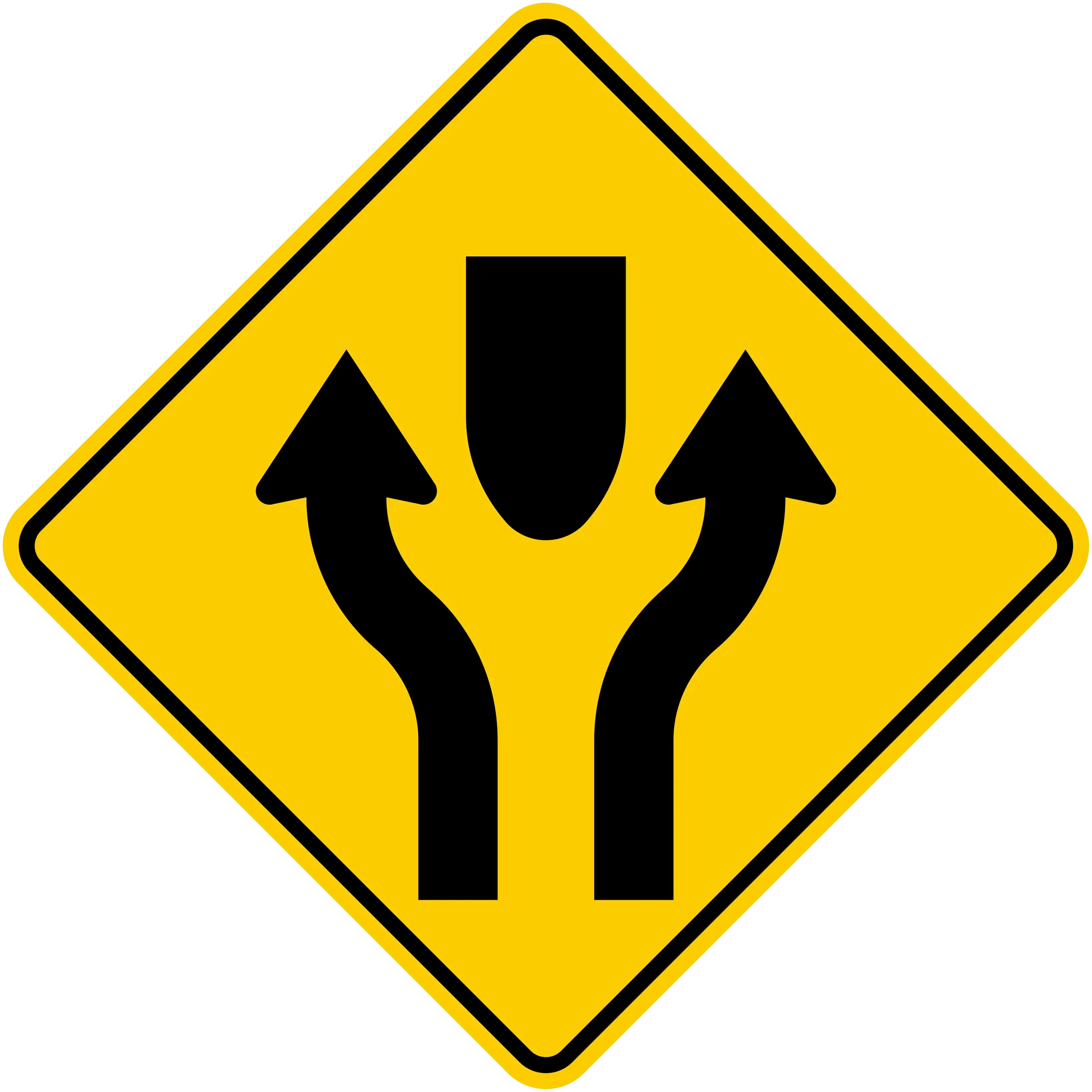 Road Bifurcation Warning Sign