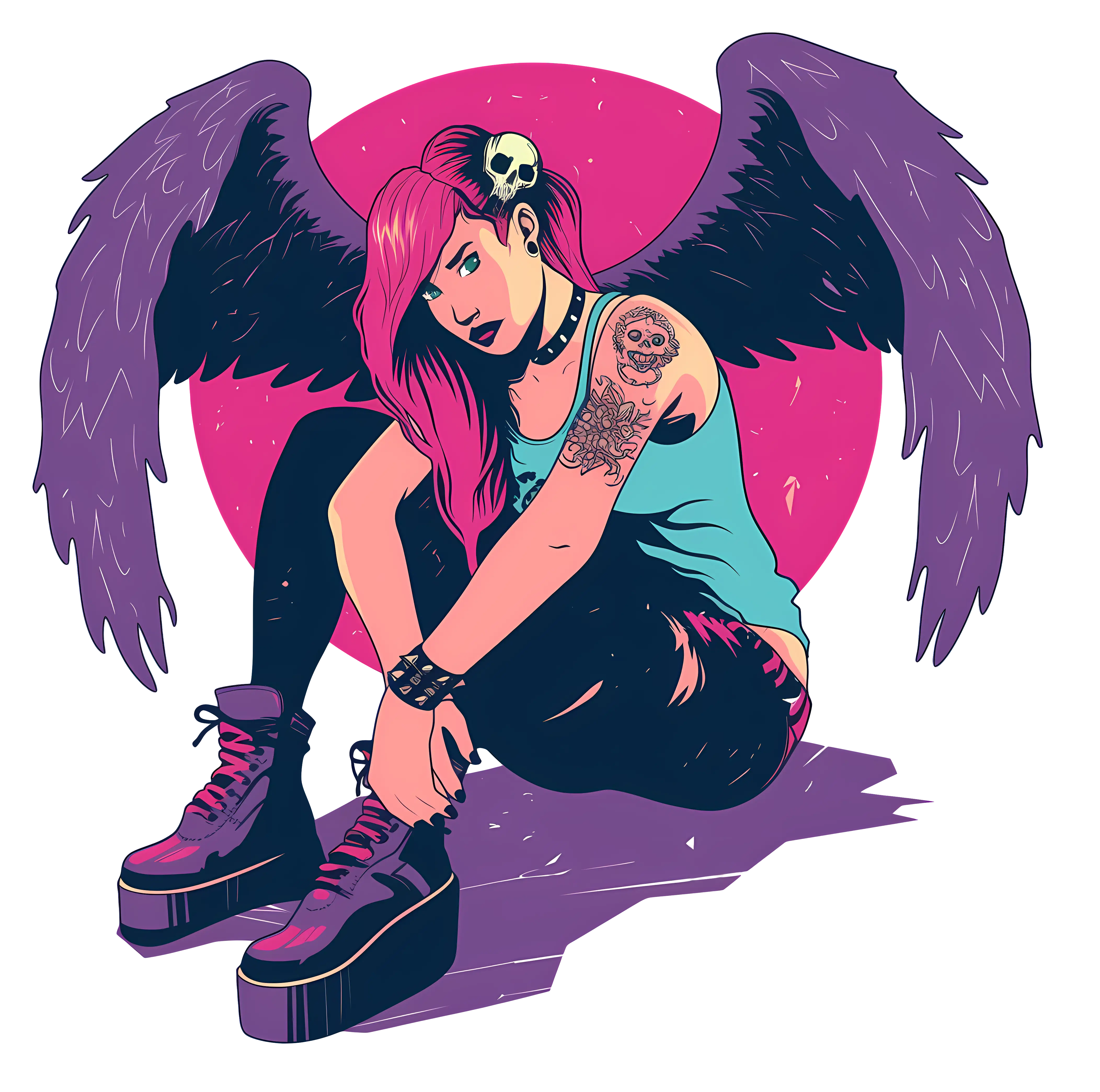 Gothic Girl with Wings