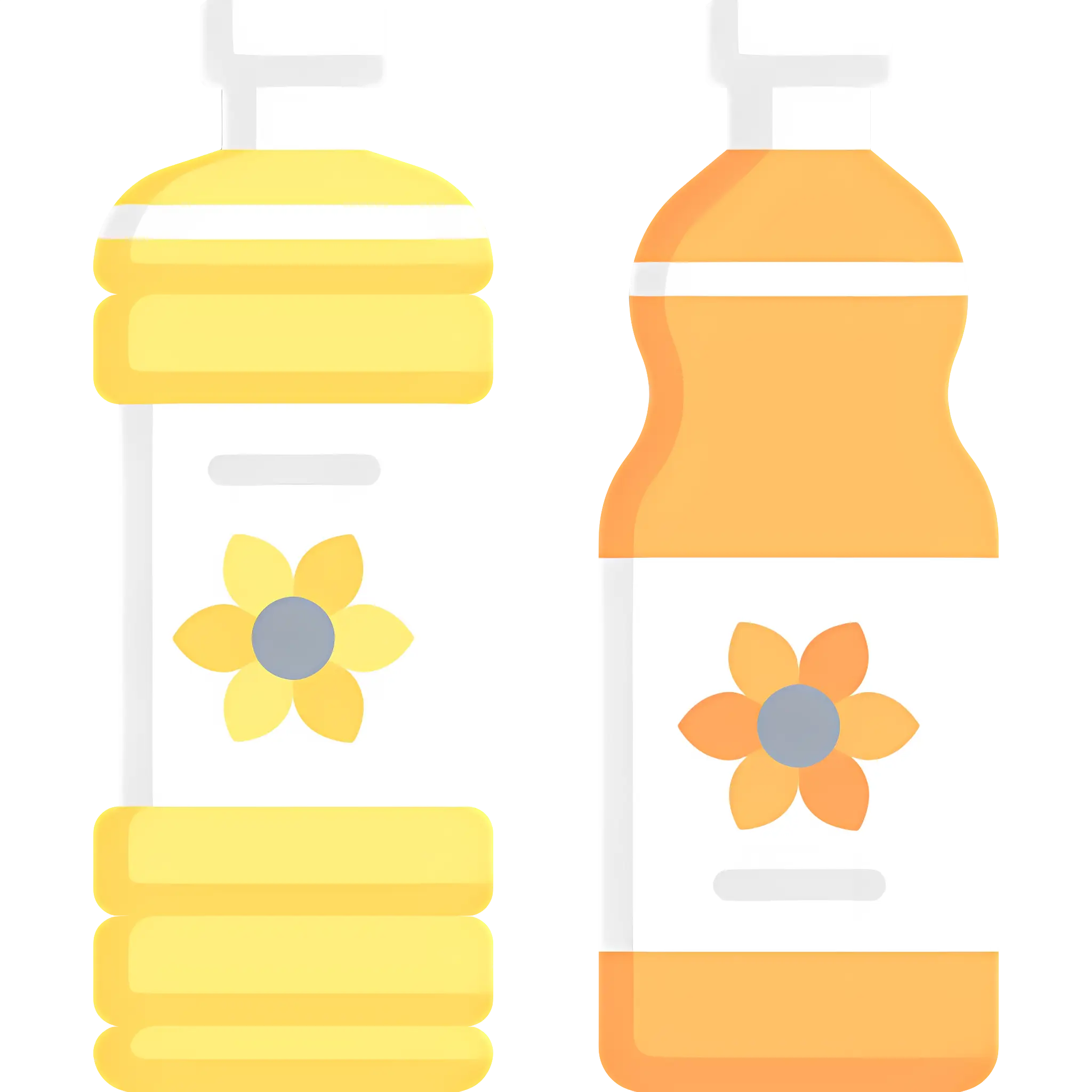 Yellow and Orange Bottles with Flower Labels