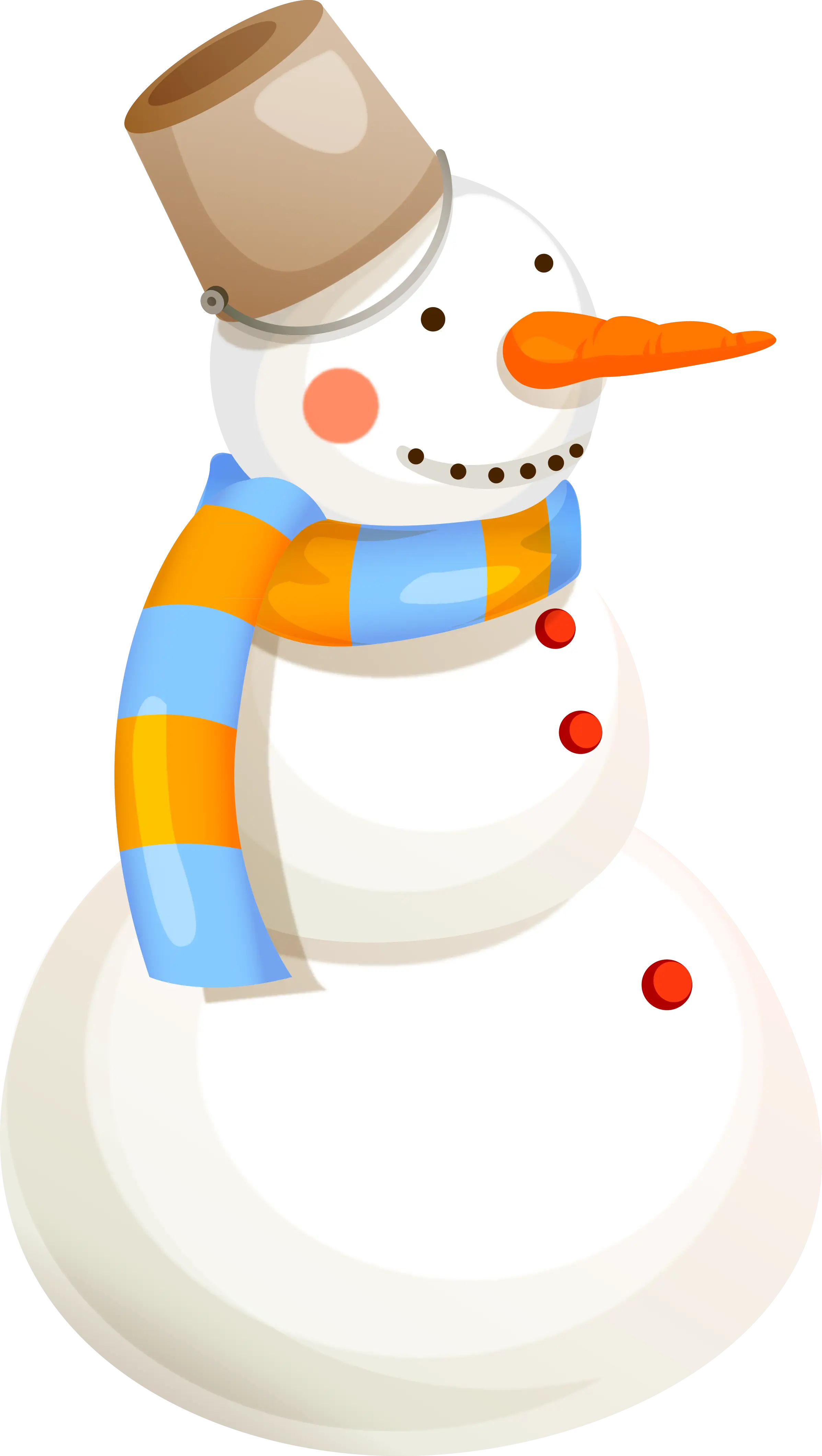 Cheerful Snowman with Scarf and Bucket Hat