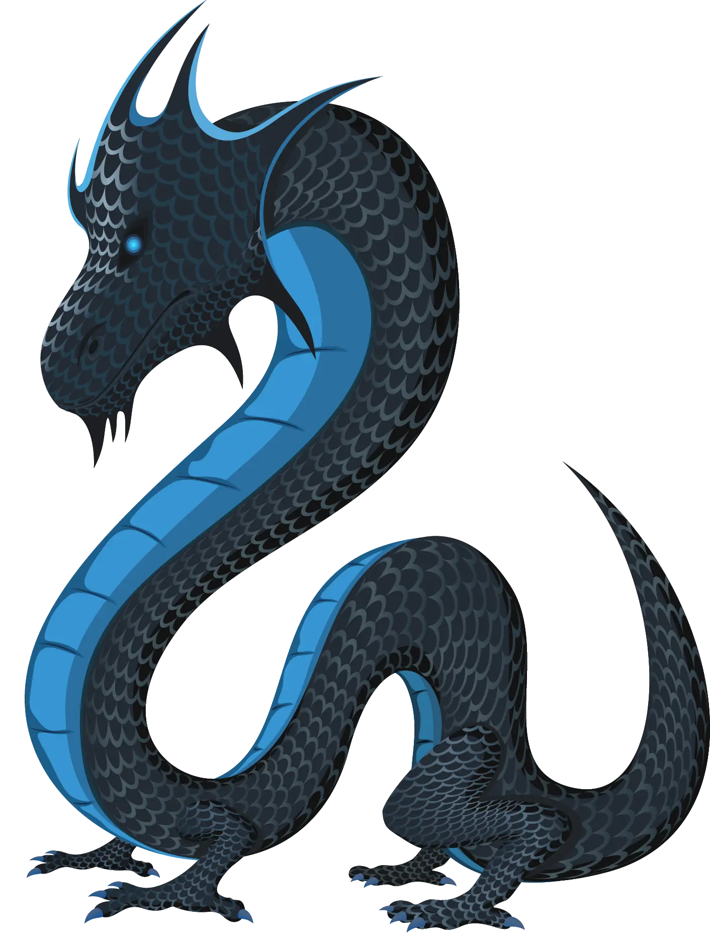 Blue and Black Fantasy Dragon Illustration