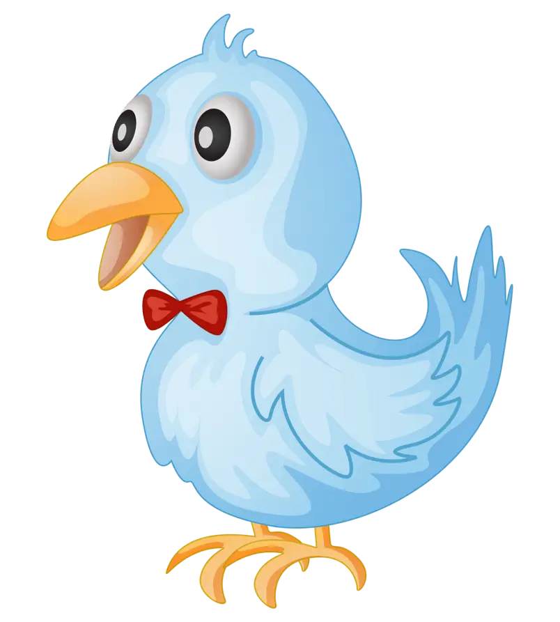 Charming Blue Bird Cartoon with Red Bow Tie