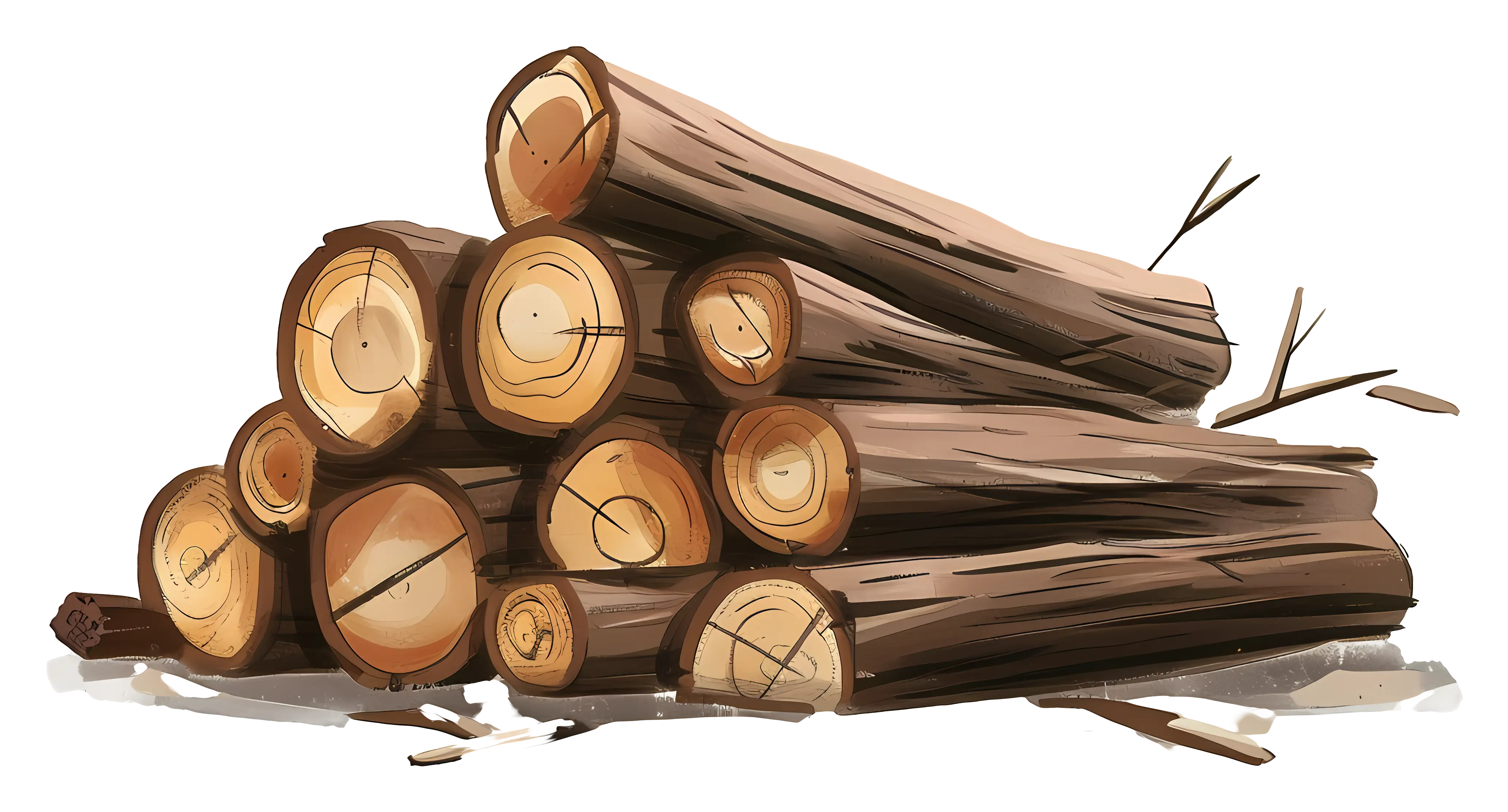 Stack of Wooden Logs Illustration