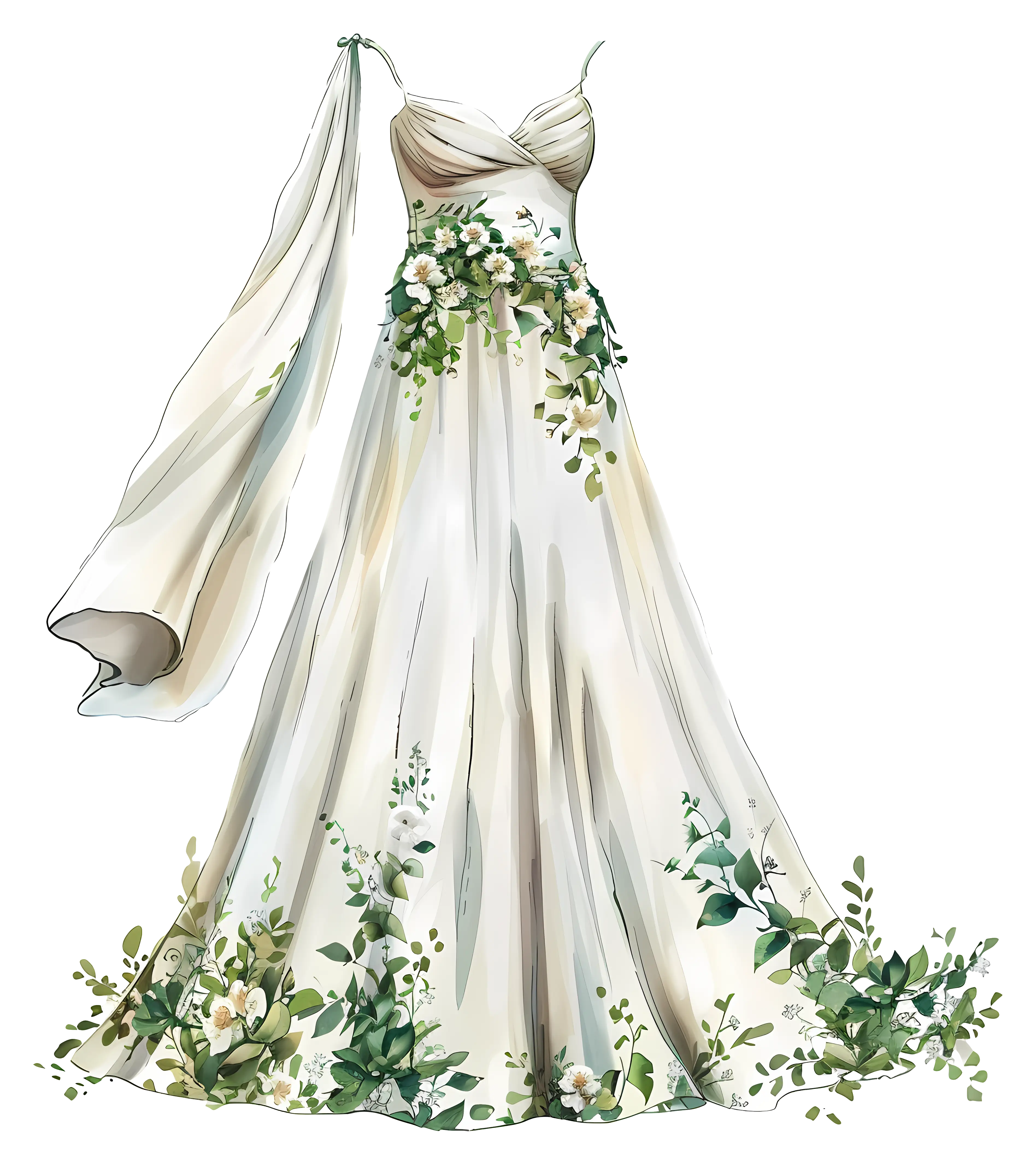 Elegant Floral Wedding Dress