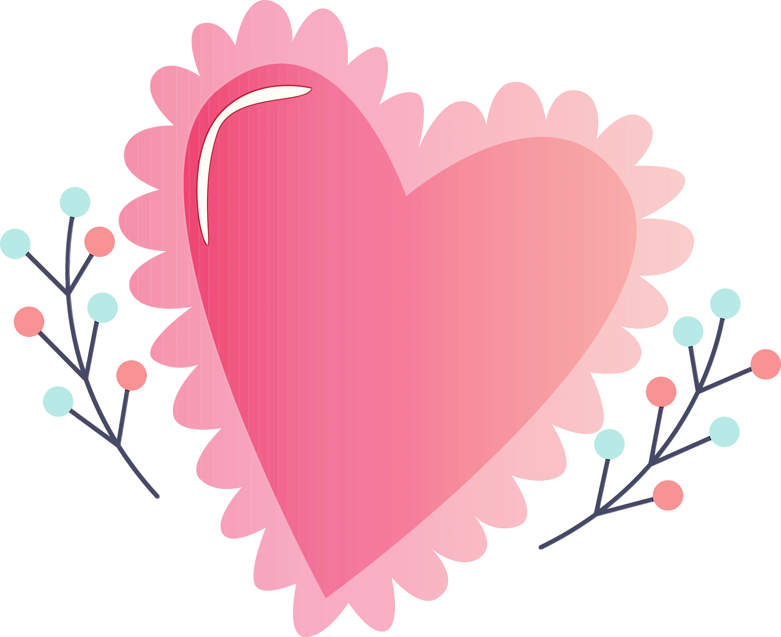 Pink Heart Illustration with Floral Details