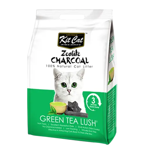 Zeolite Charcoal Cat Litter with Green Tea