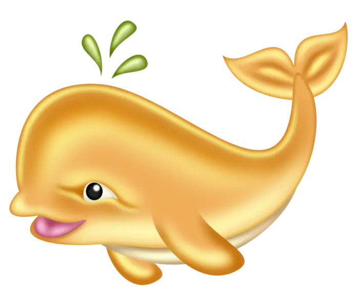 Golden Whale Cartoon Illustration