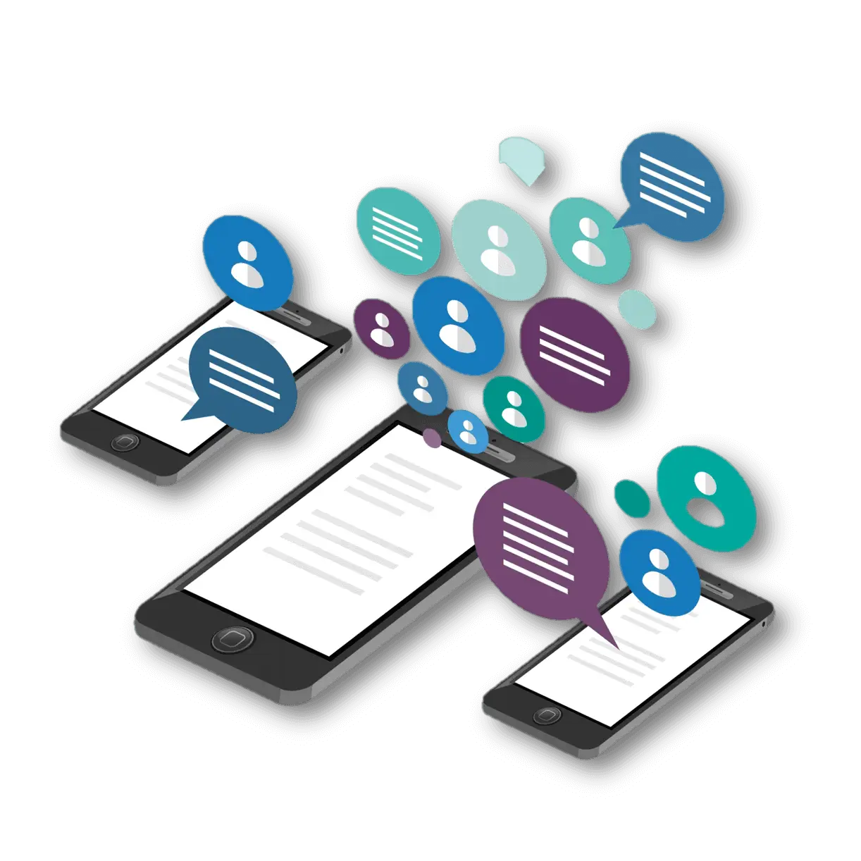 Smartphones with Messaging Icons