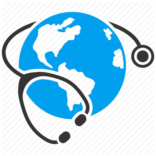 Earth with Stethoscope Symbol