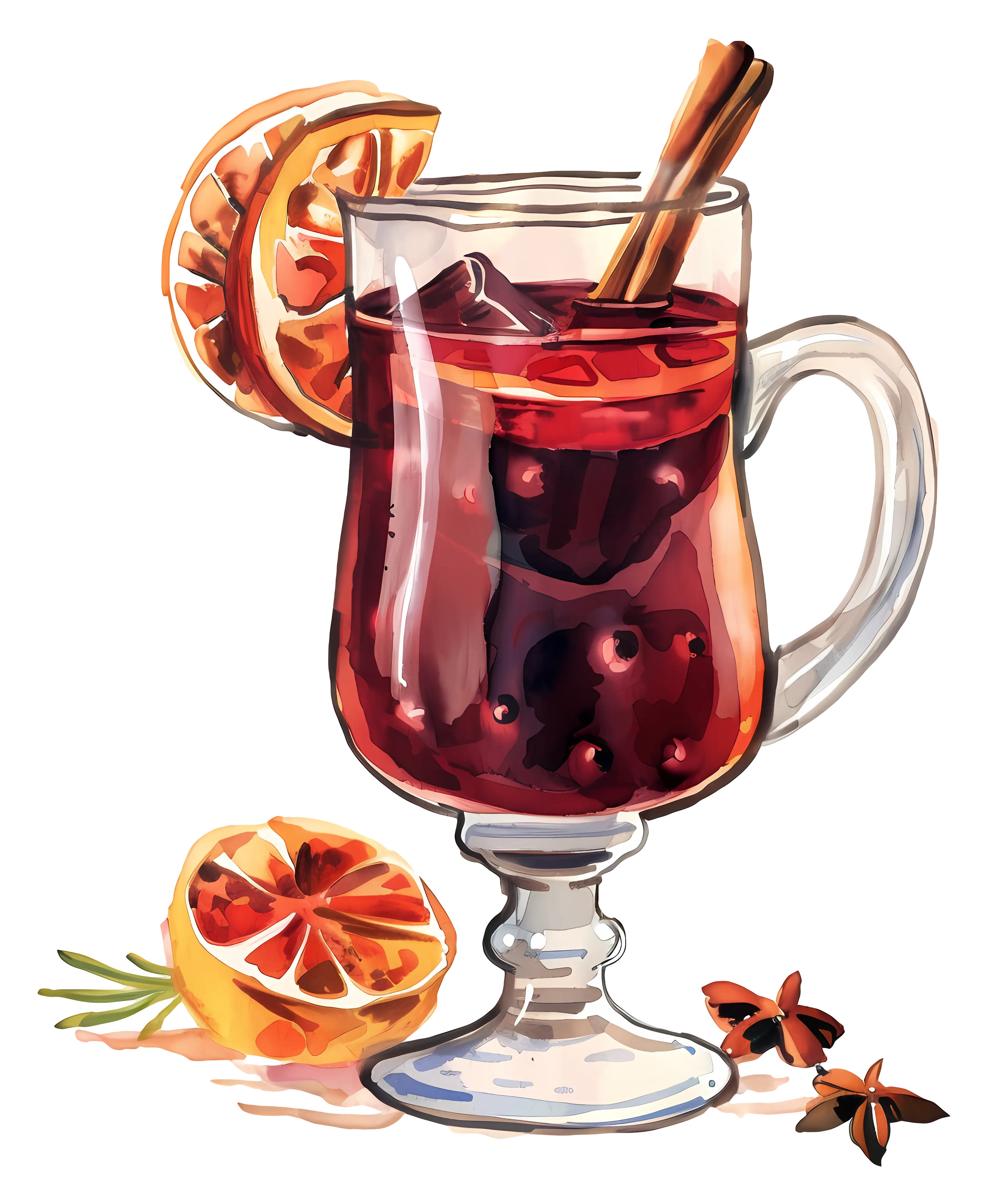 Glass of Mulled Wine with Spices