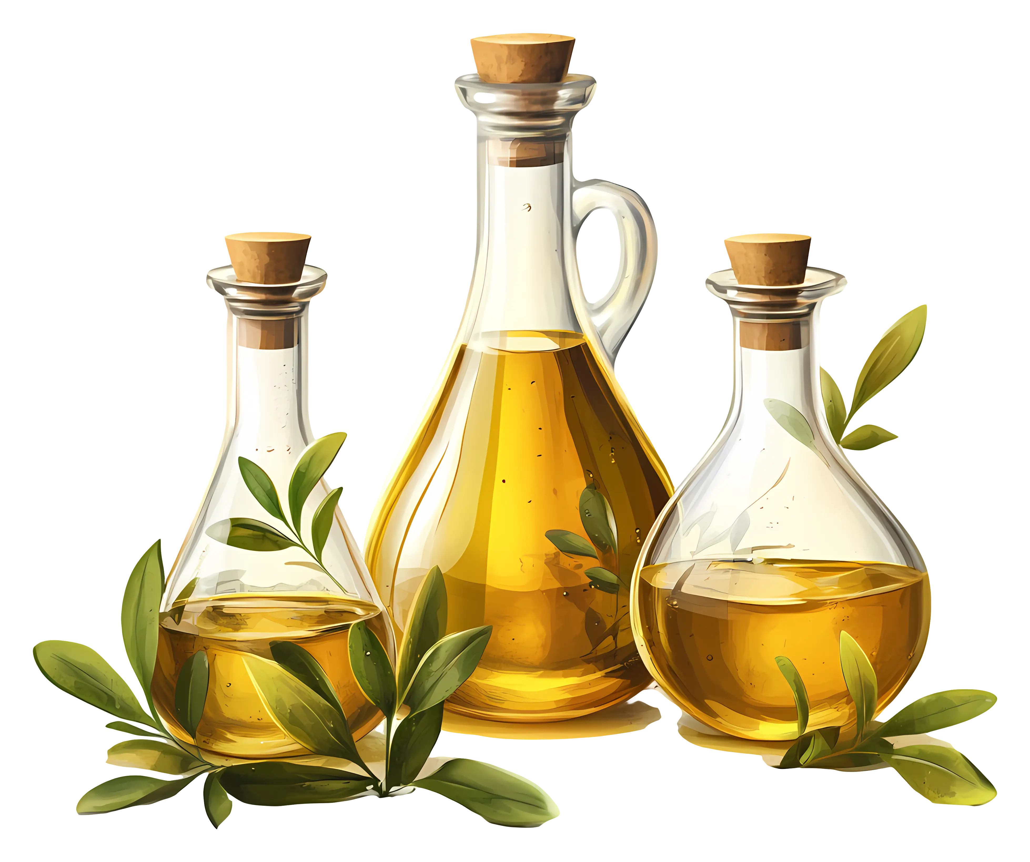Glass Bottles of Olive Oil
