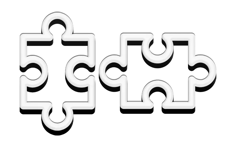 White Puzzle Pieces with Doodle Style