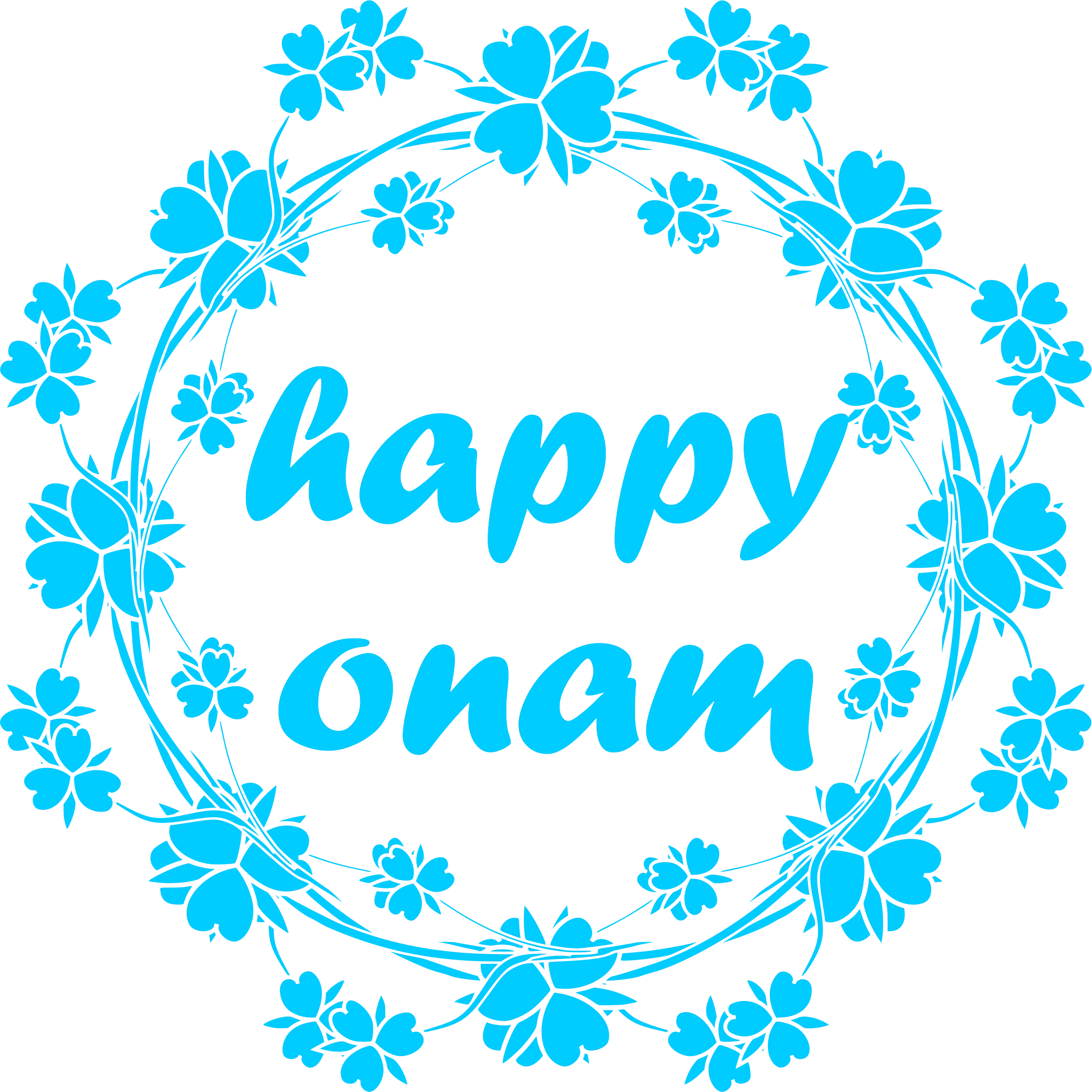 Blue Floral Happy Onam Greeting