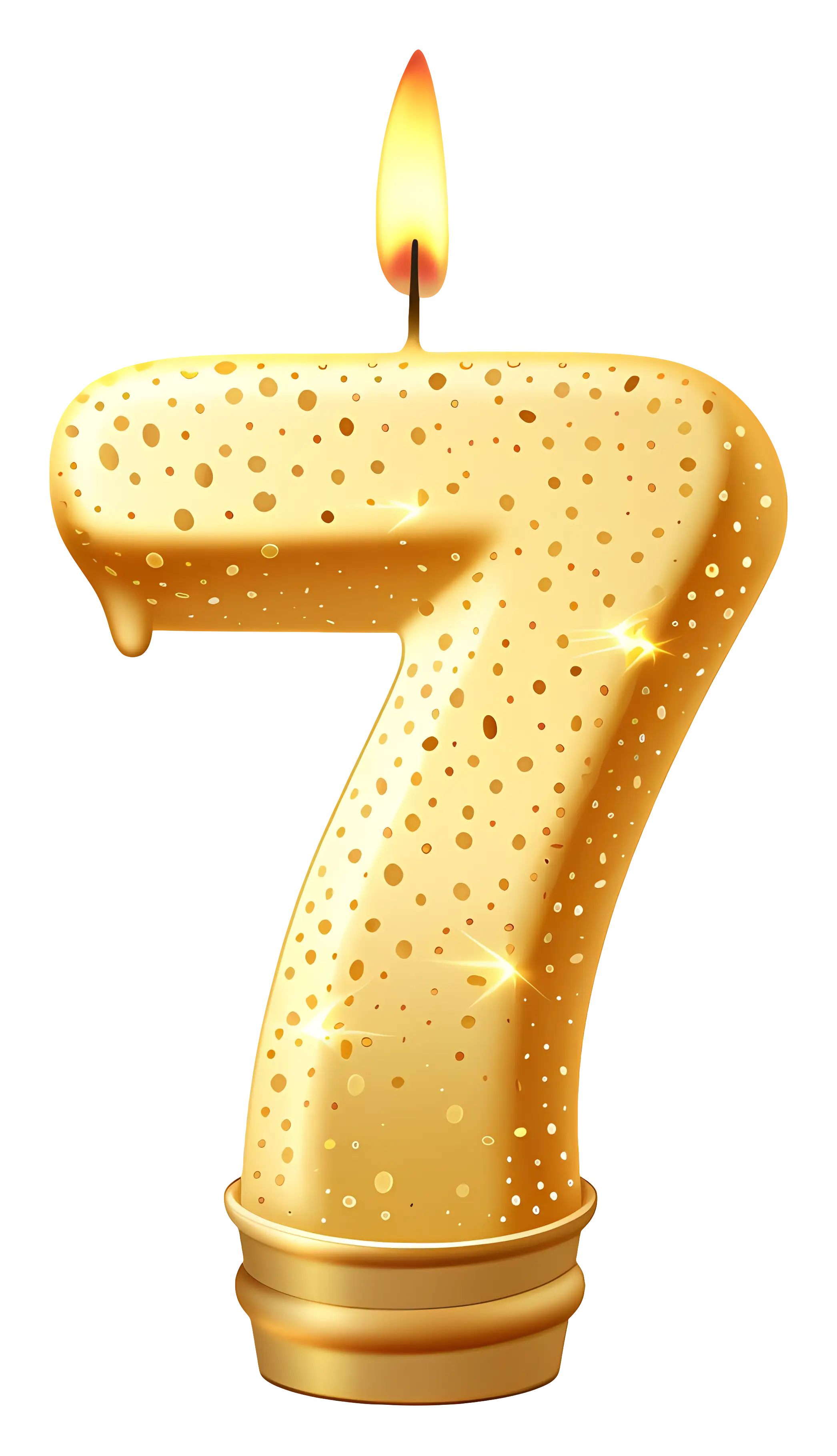 Golden Number 7 Birthday Candle