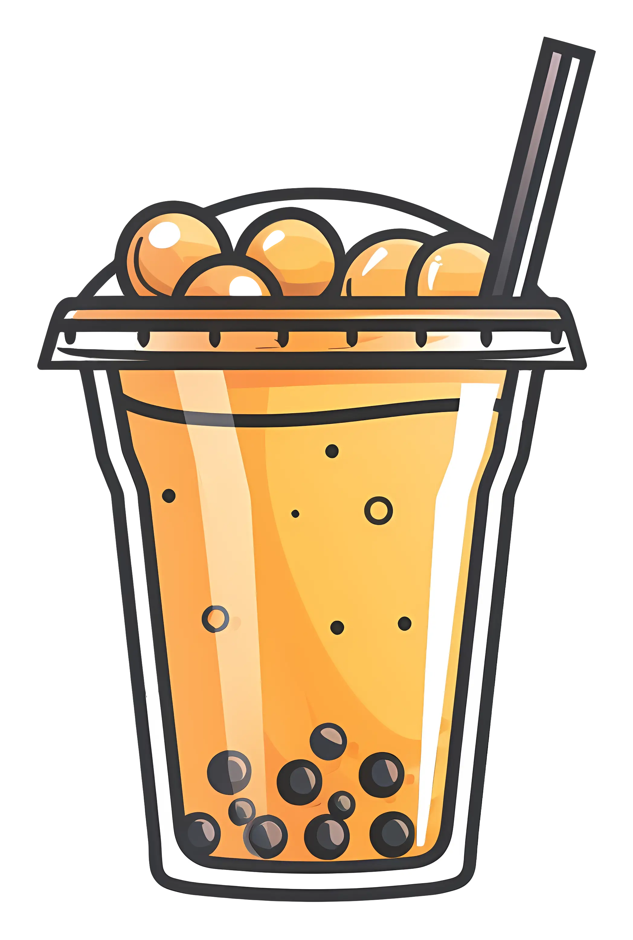 Delicious bubble tea with boba