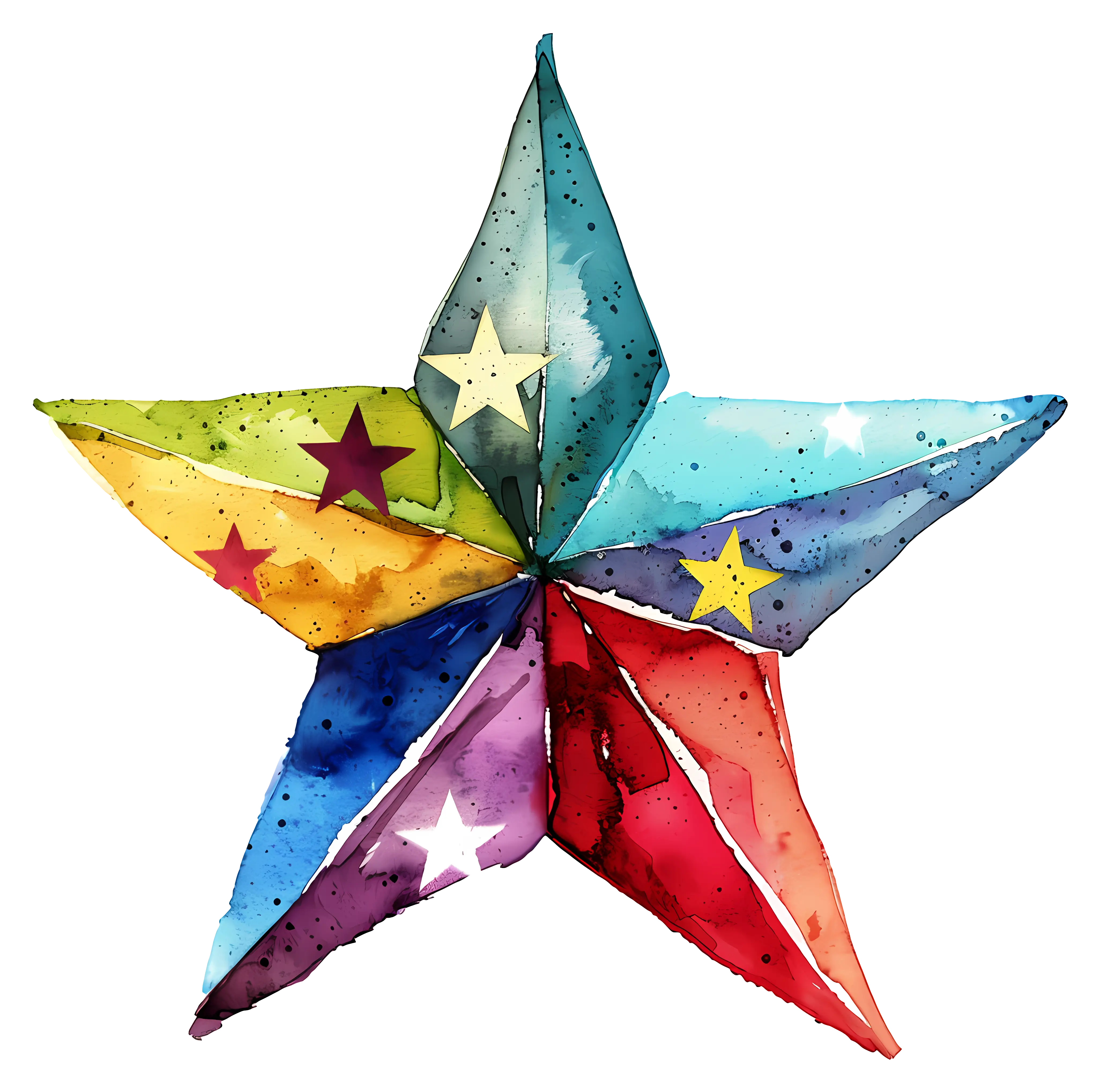Multicolor Watercolor Star Illustration