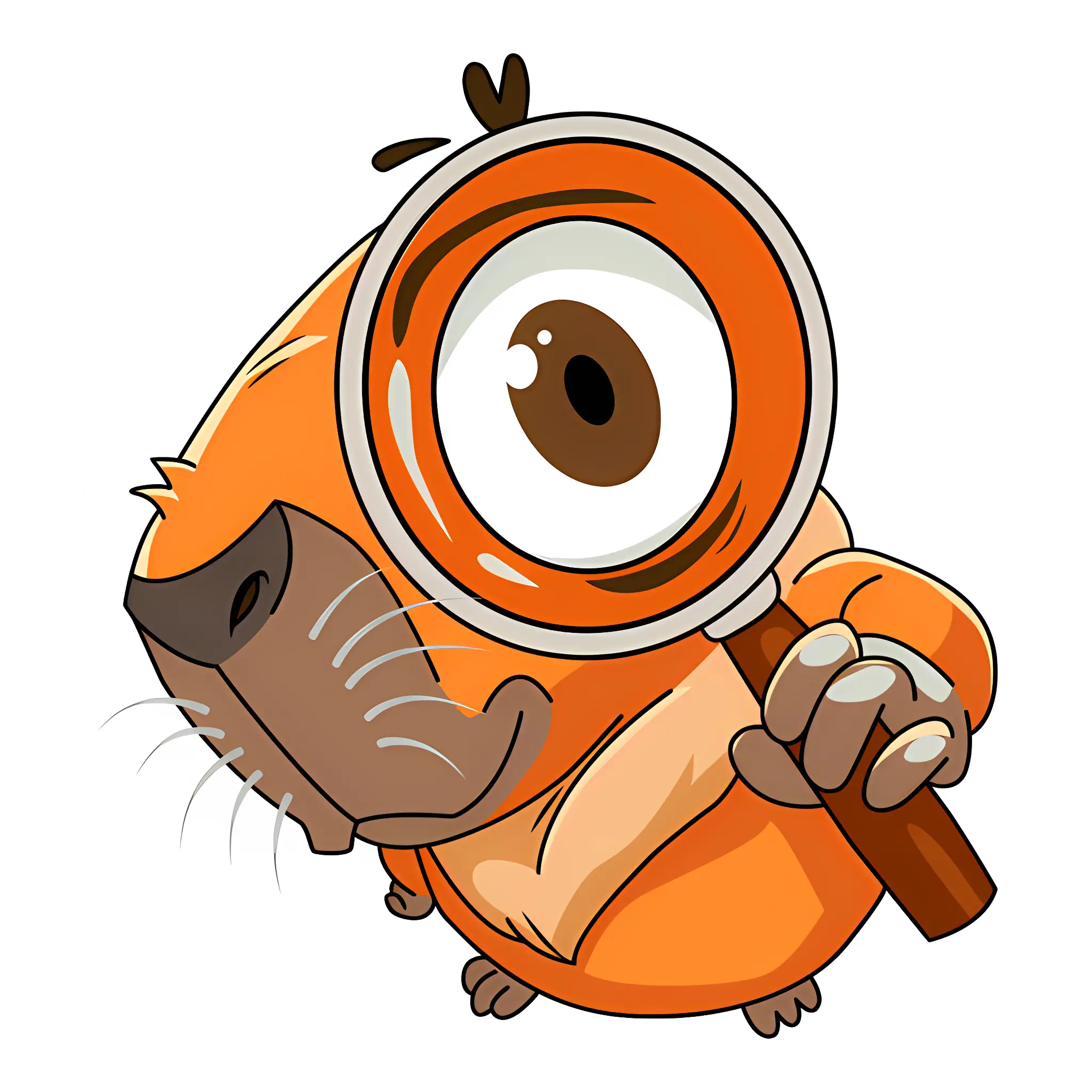 Cartoon Beaver Exploring with a Magnifying Glass