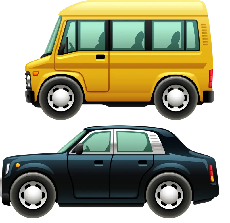 Yellow Van and Black Car Illustration