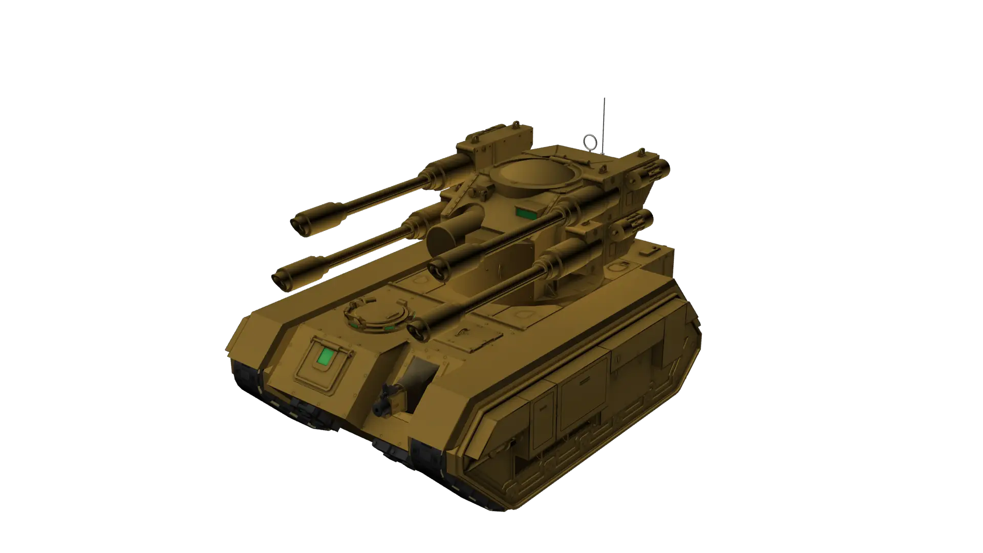 Brown Tank with Mounted Cannons