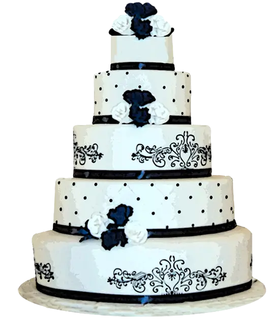 Elegant White and Black Wedding Cake