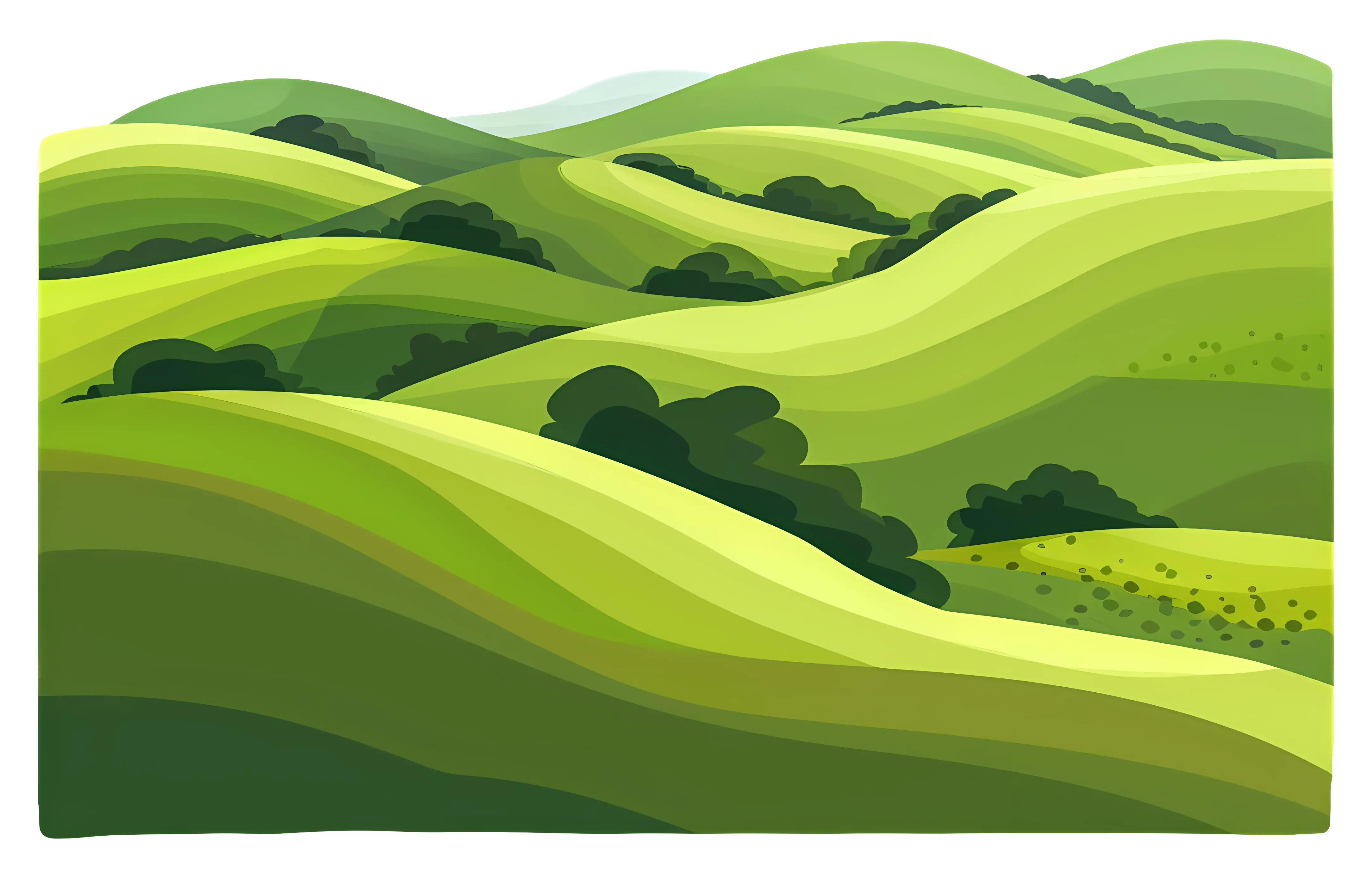 Scenic Green Rolling Hills Landscape
