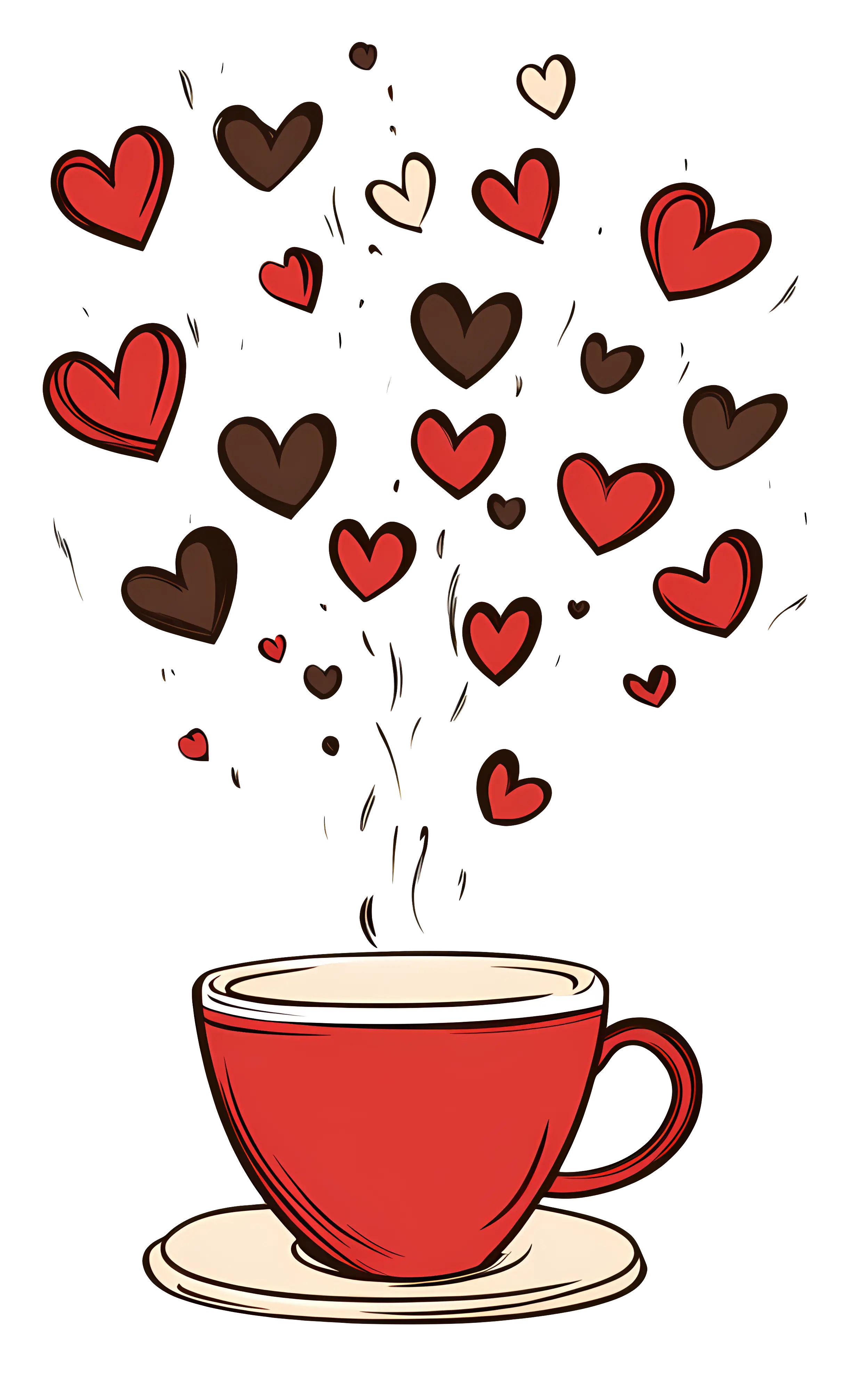 Red Cup with Hearts and Steam