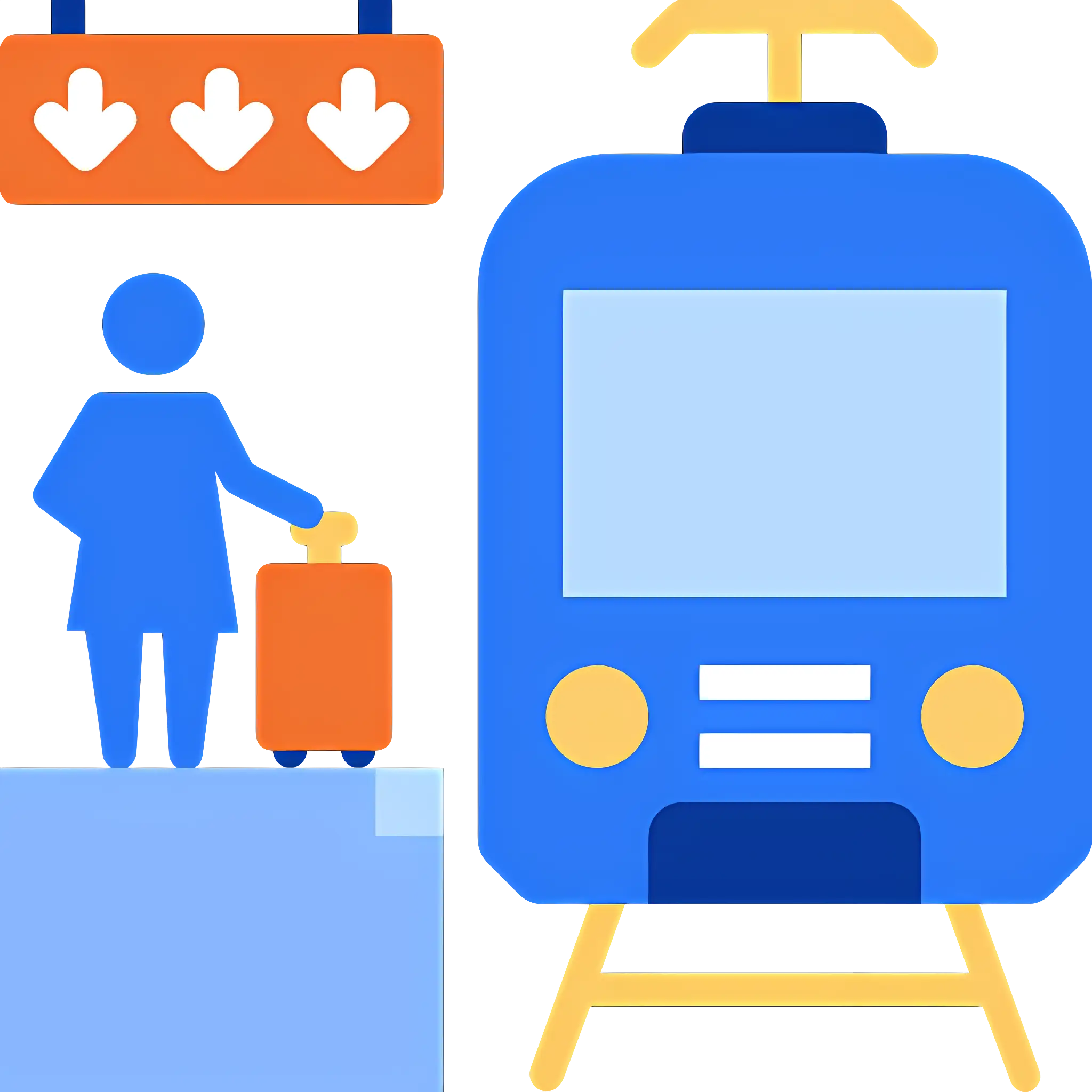 Blue Train with Passenger and Luggage