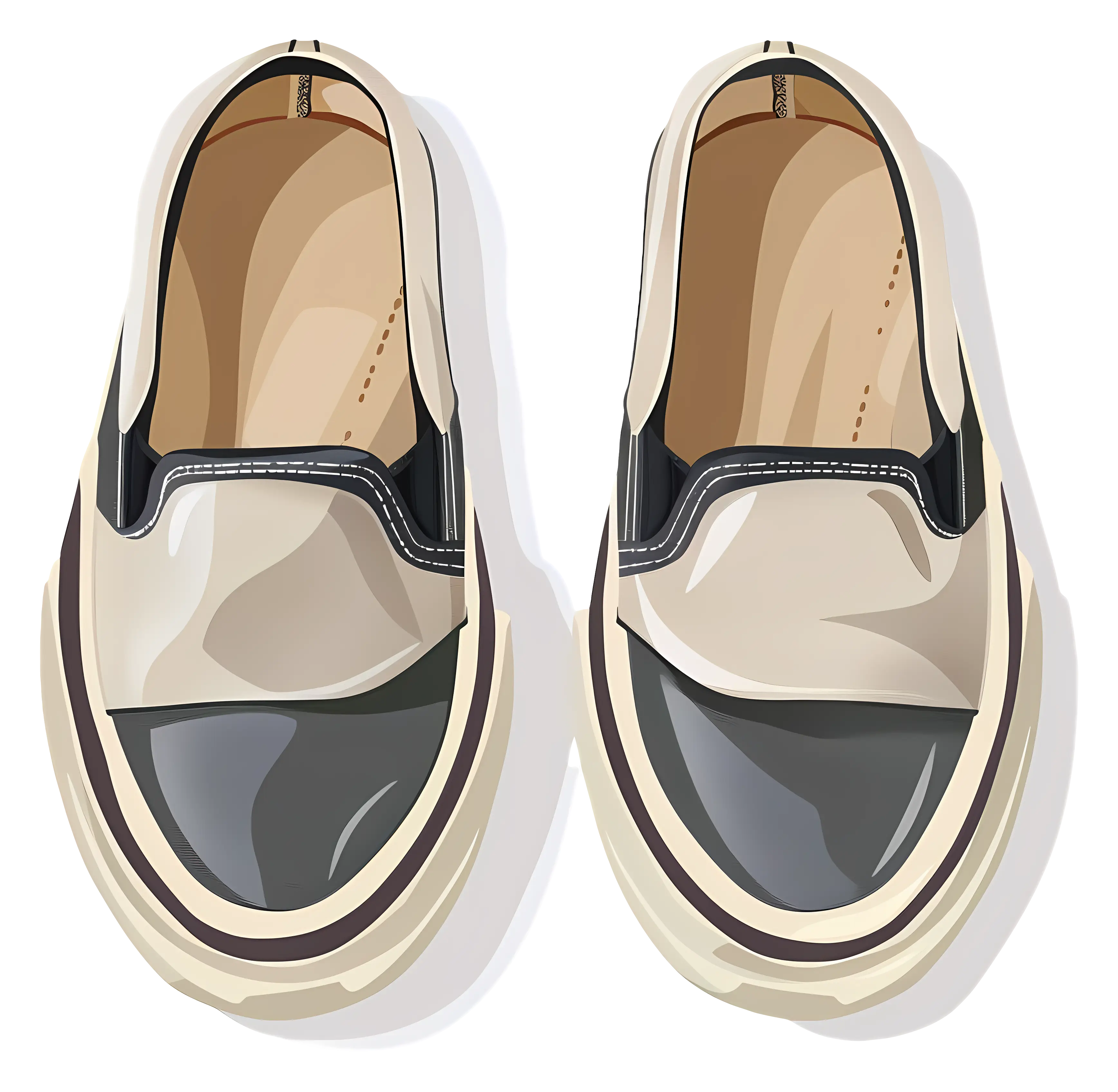Beige and Black Casual Slip-on Shoes