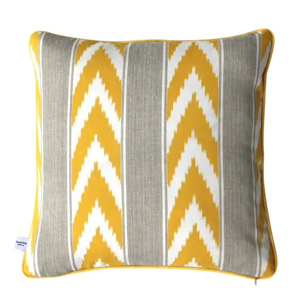 Decorative Pillow with Yellow and Gray Pattern