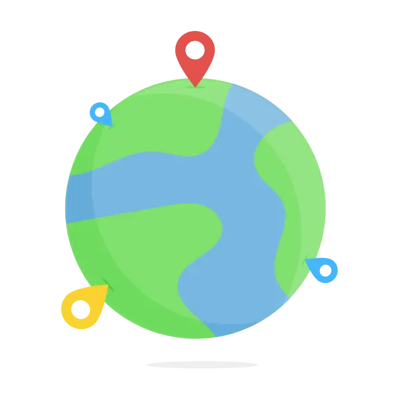 Cartoon Globe with Colorful Pins