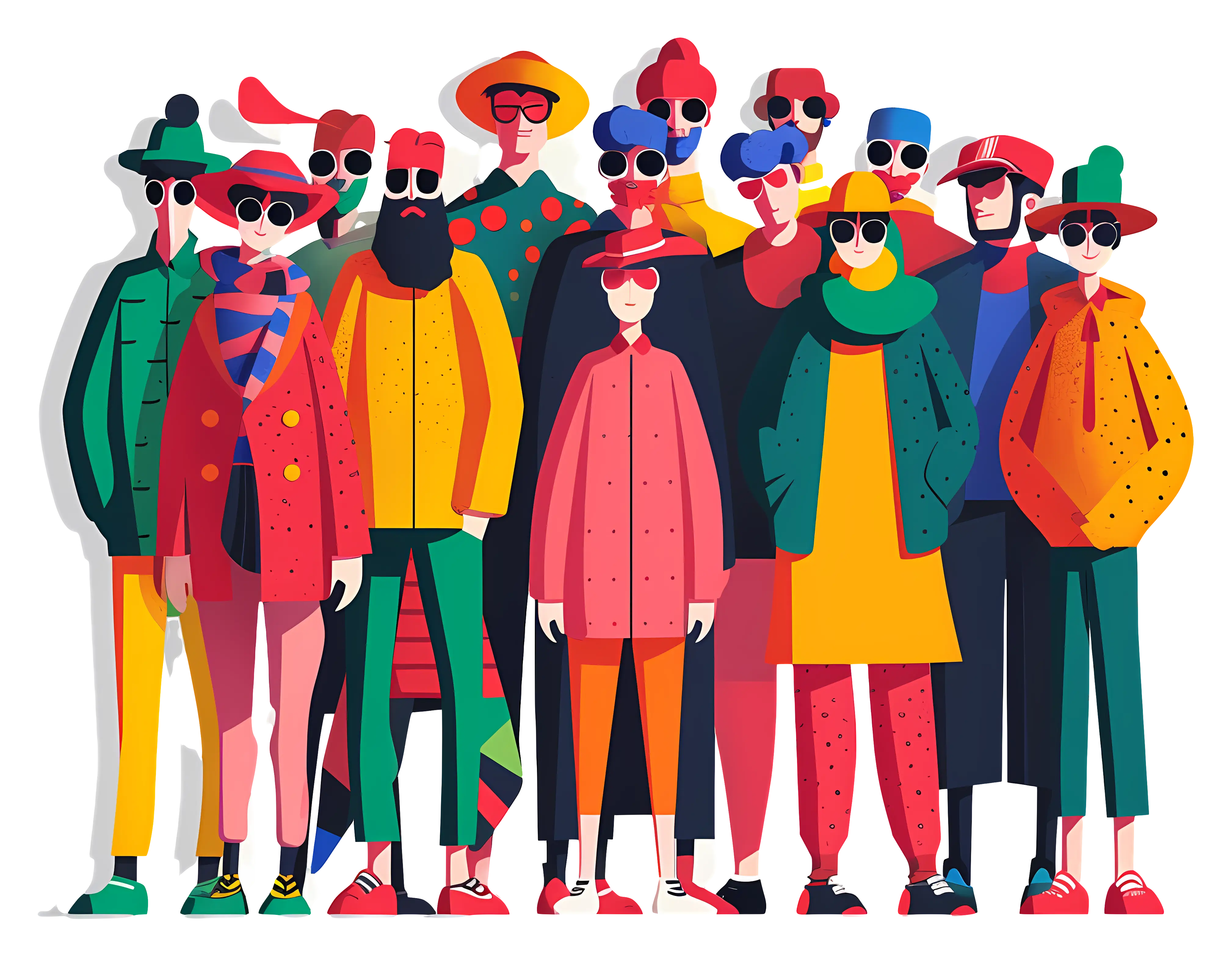 Colorful Group of Stylish People