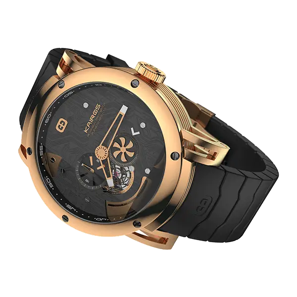 Luxury Gold Watch with Black Strap