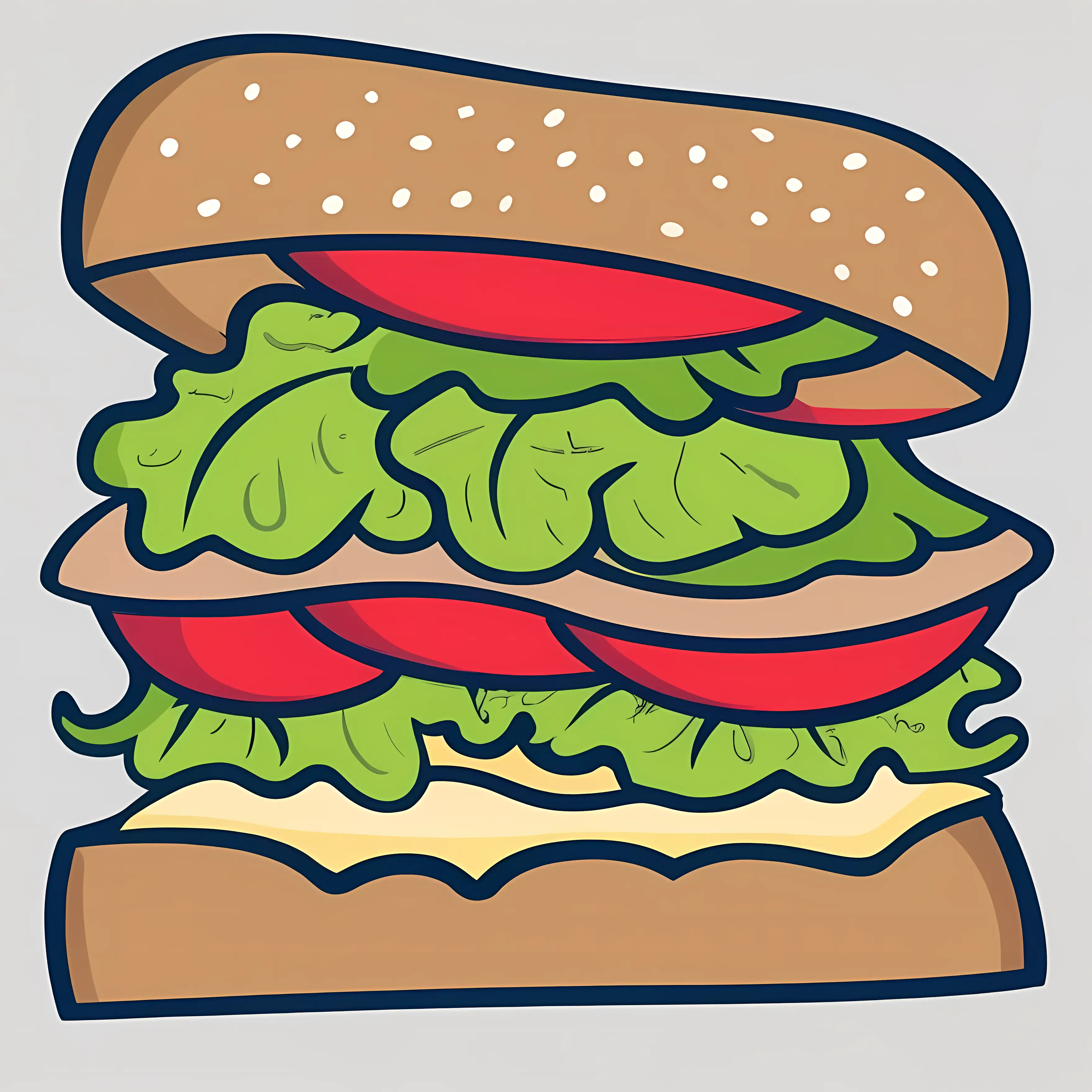 Stacked Sandwich with Vegetables Illustration