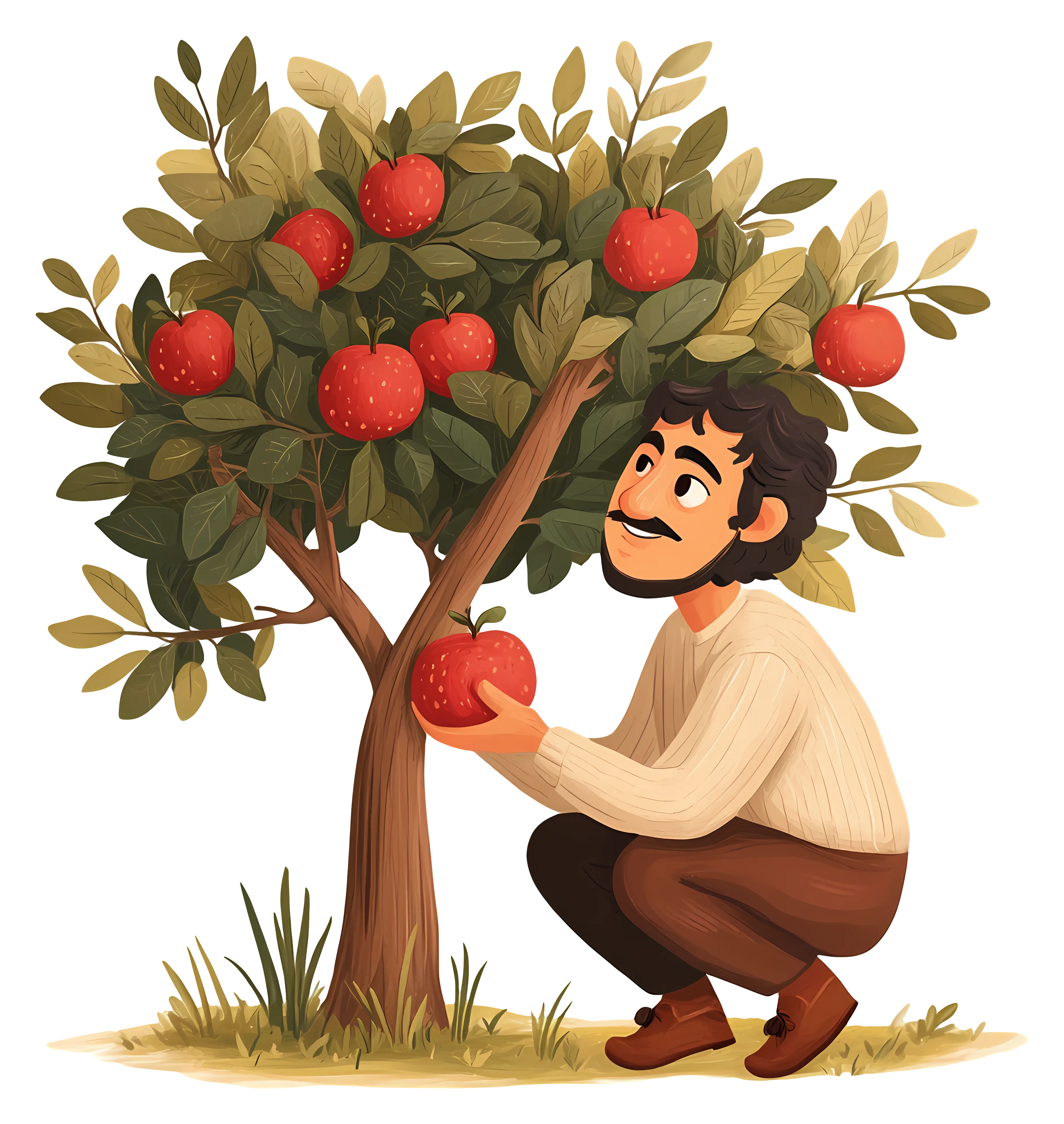 Man Picking Apples from Tree
