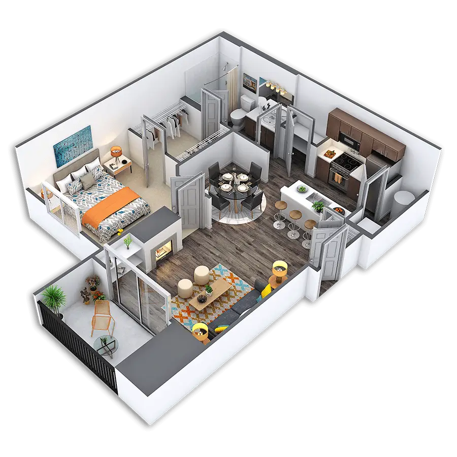 3D Home Interior Layout Illustrating a Modern Apartment