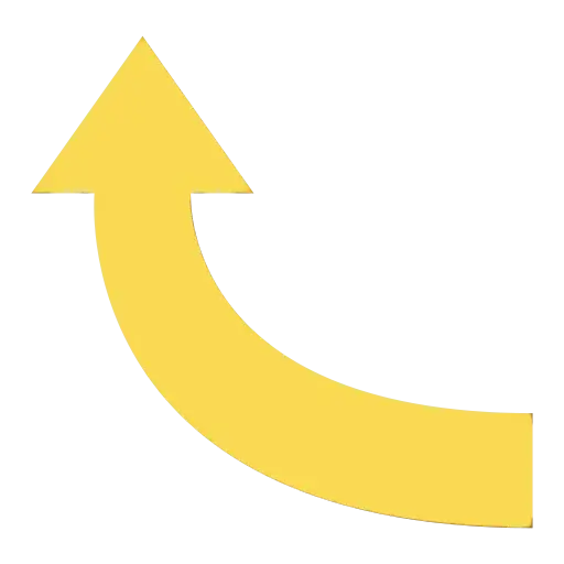 Yellow Upward Curved Arrow