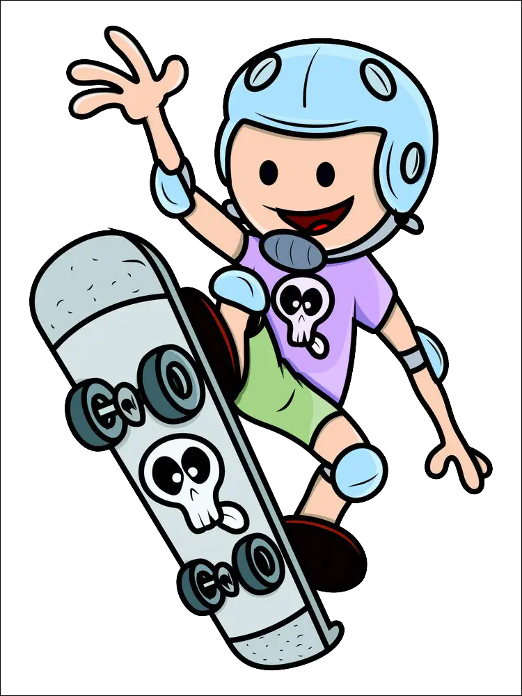 Cartoon Skateboarder in Action