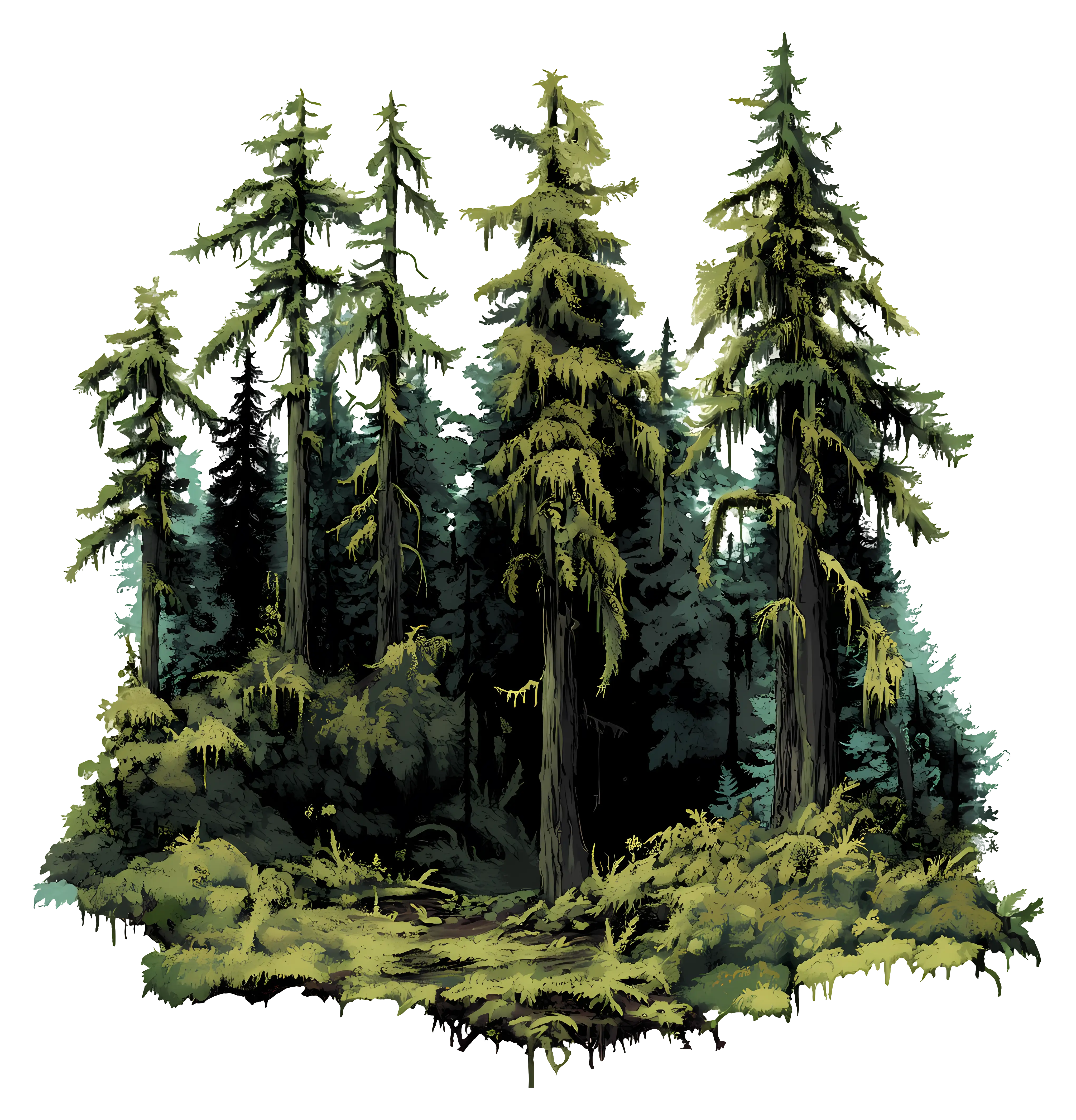 Dense Forest with Tall Trees