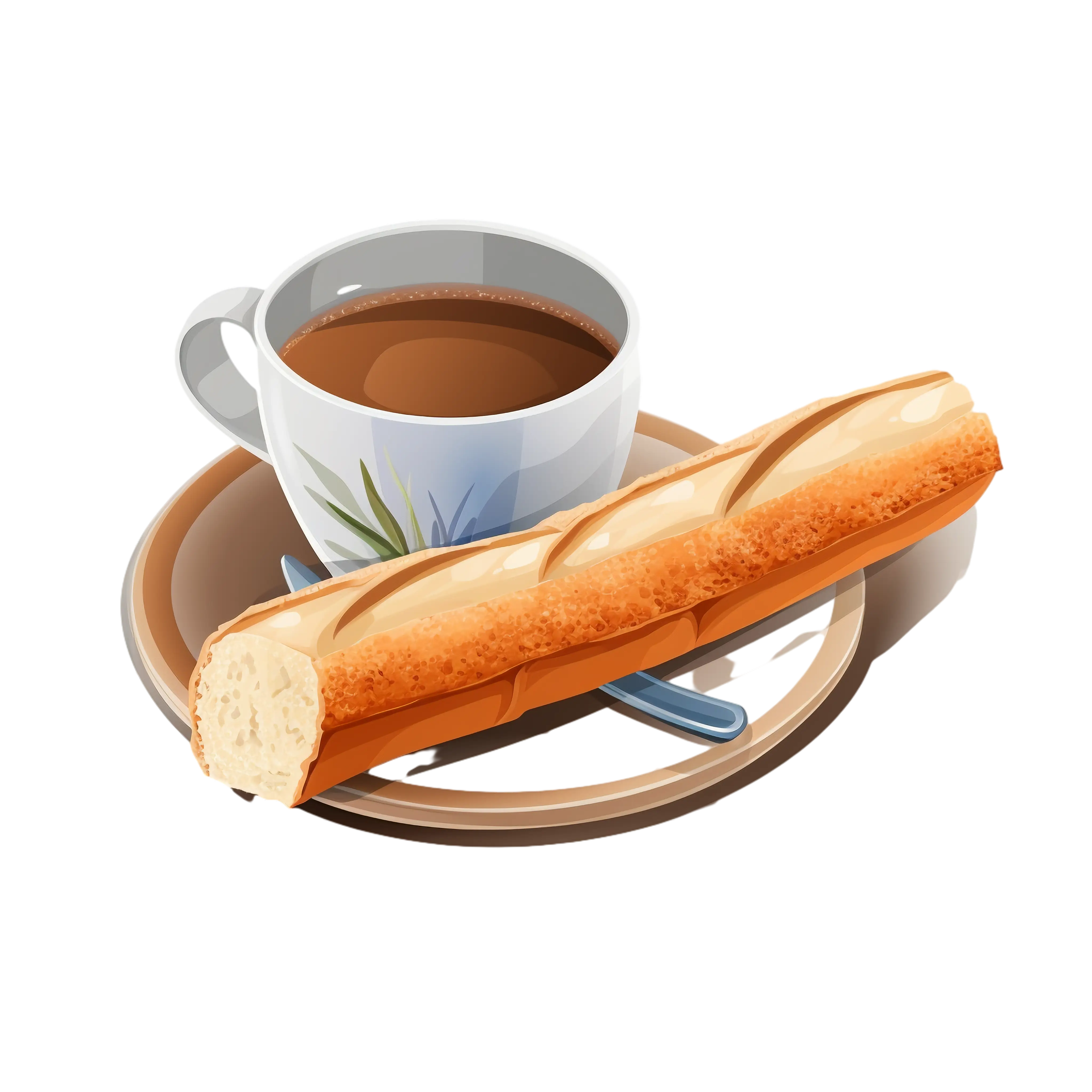 Coffee and Baguette on a Plate