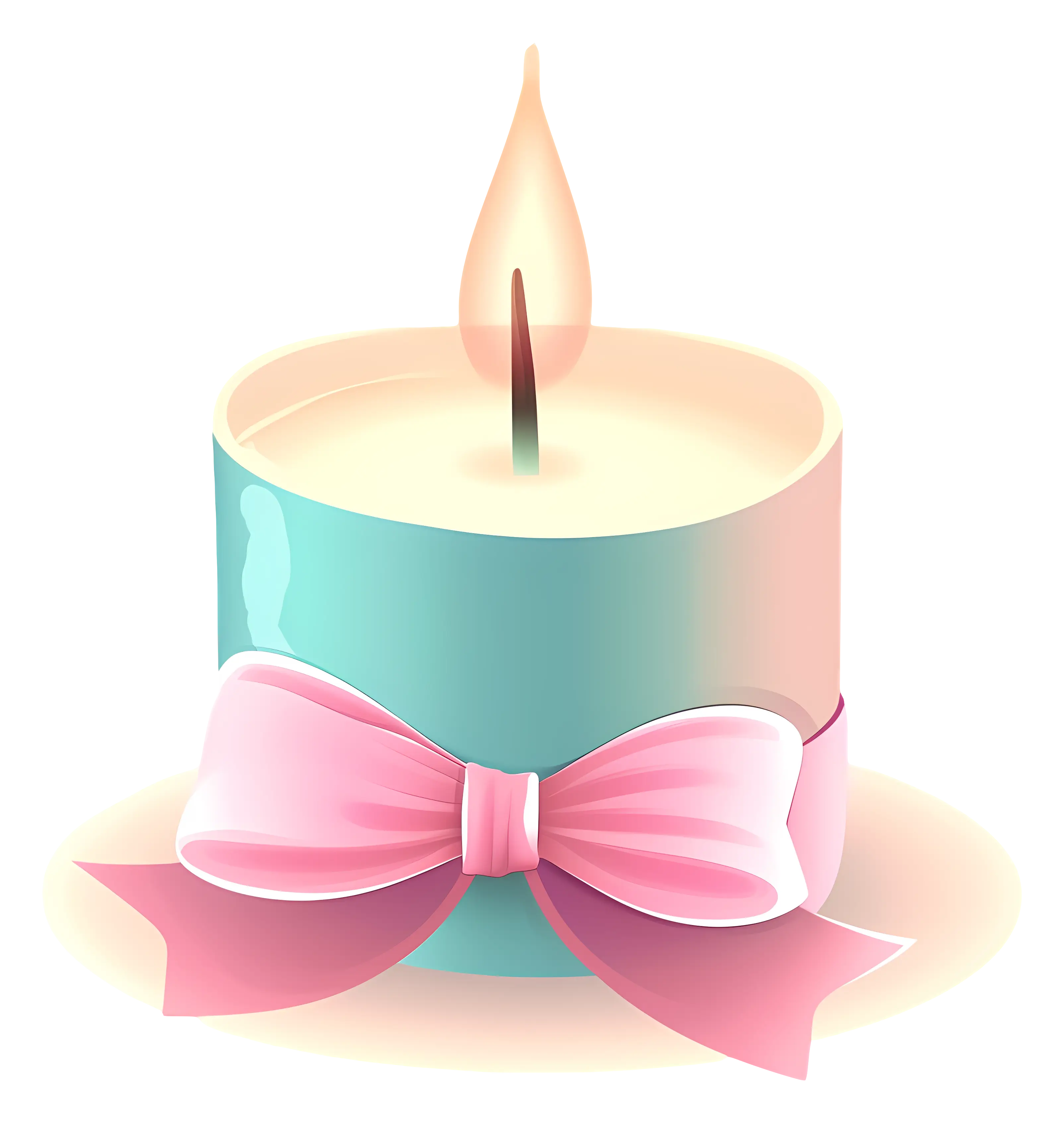 Decorative Candle with Pink Ribbon