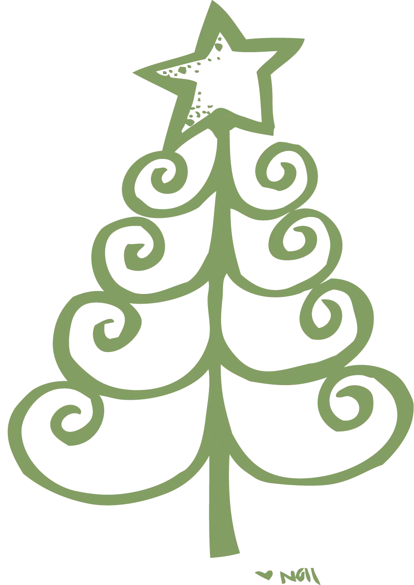 Doodle Christmas Tree with Star Design