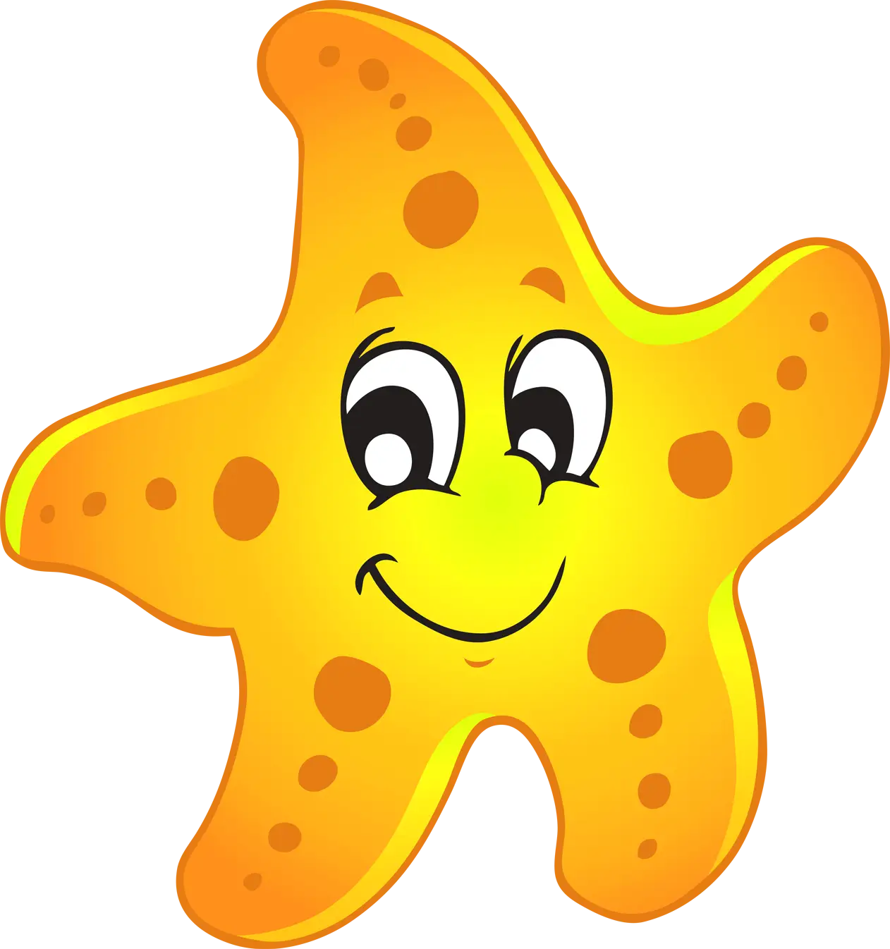 Smiling Yellow Starfish Cartoon Character