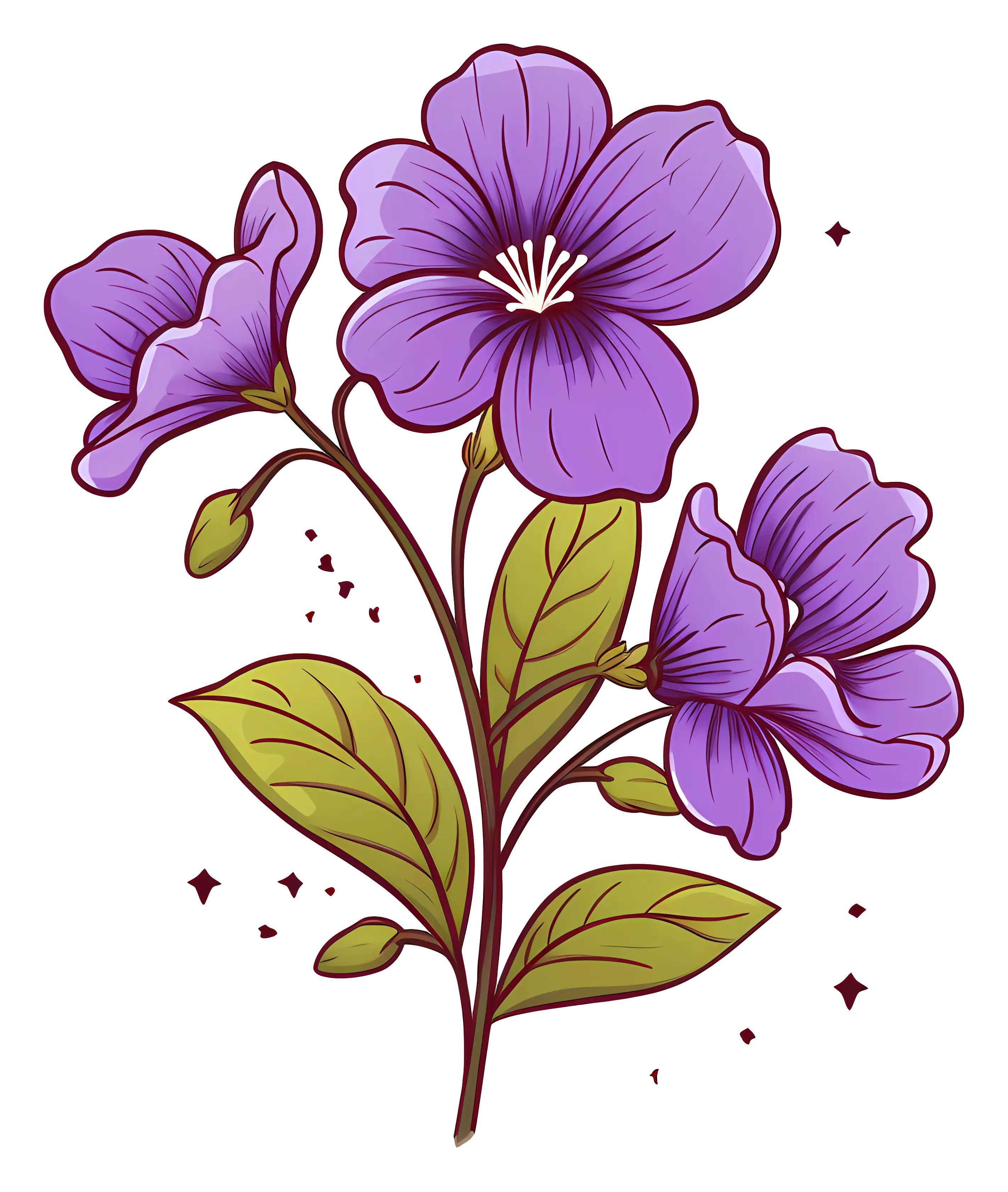 Beautiful Purple Flowers with Green Leaves