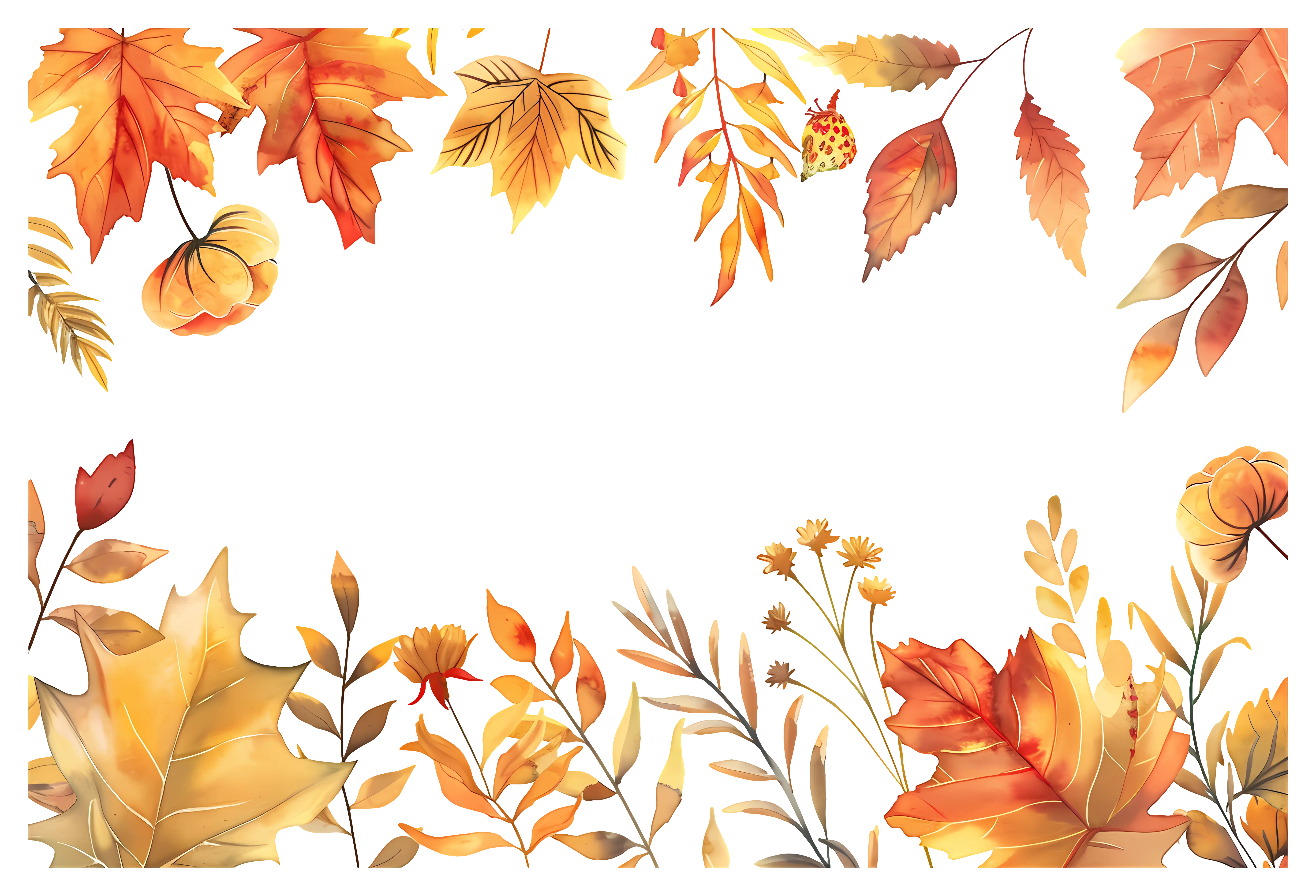 Decorative Border with Vibrant Autumn Leaves
