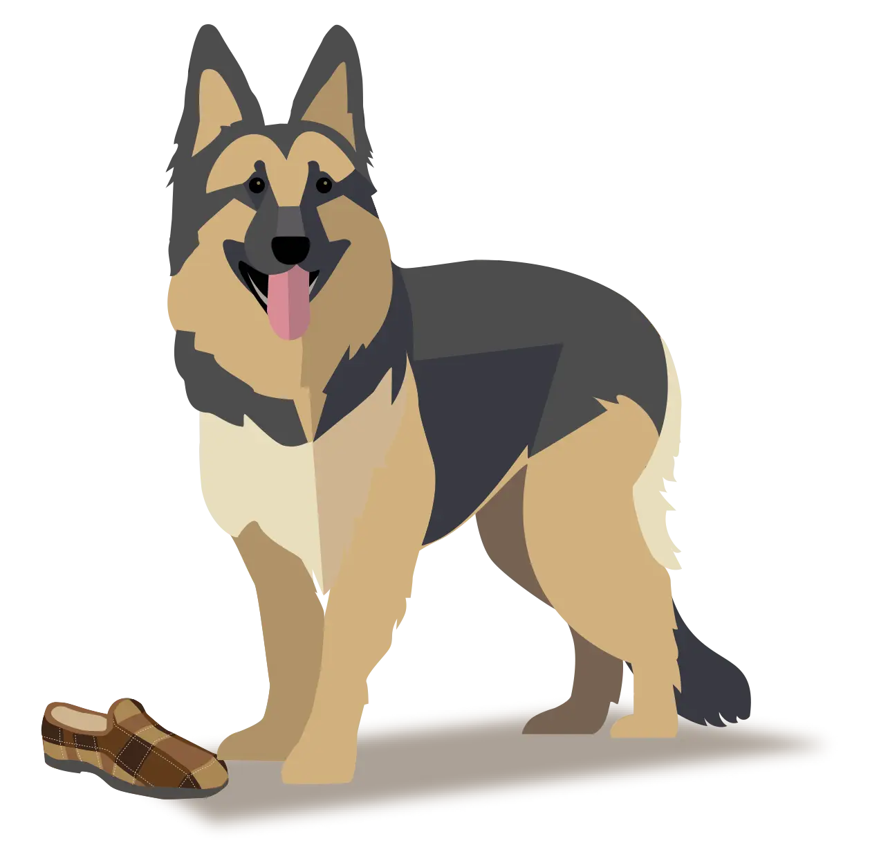 Cartoon German Shepherd Holding a Shoe