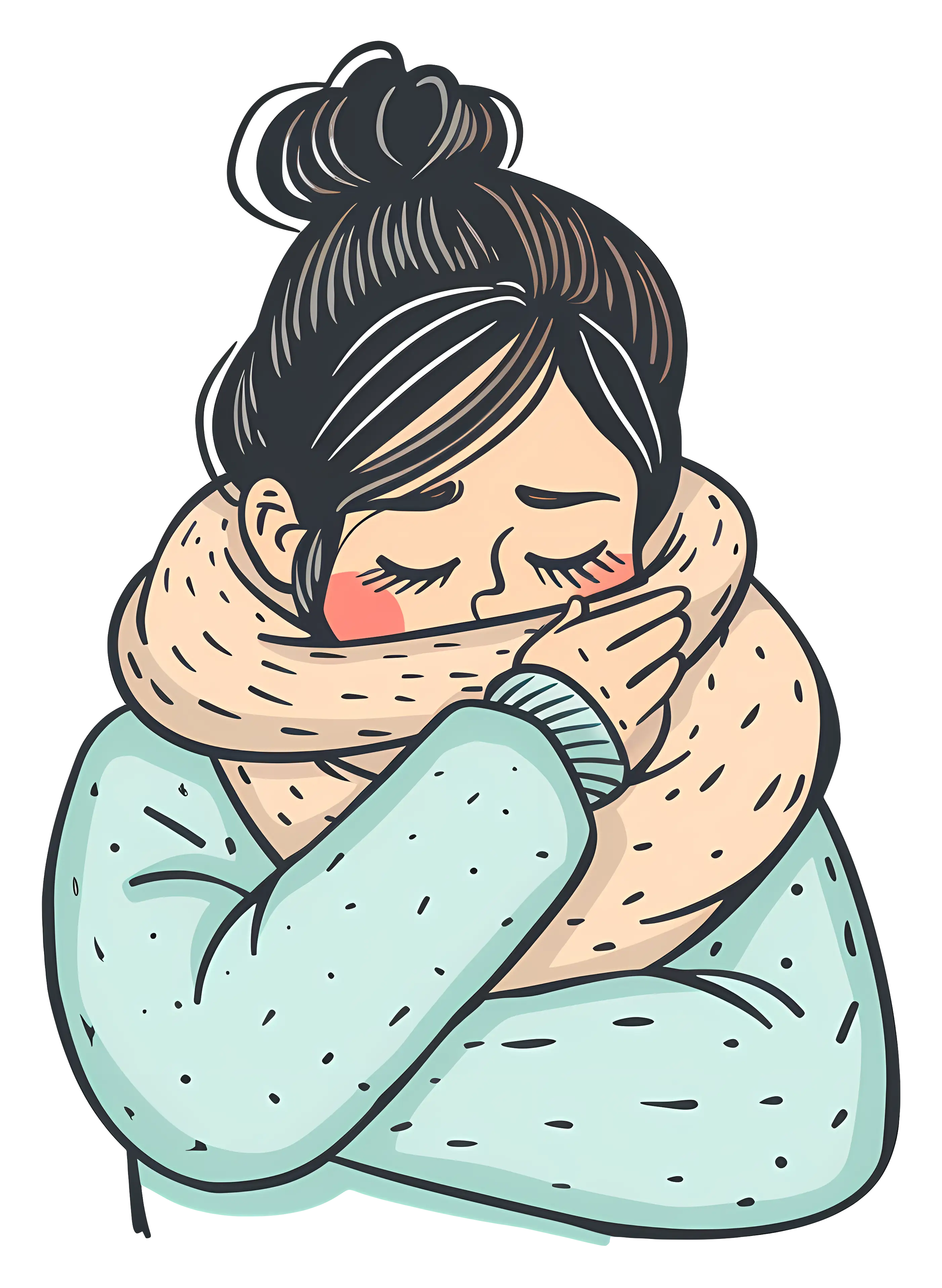 Woman with Cold Illustration