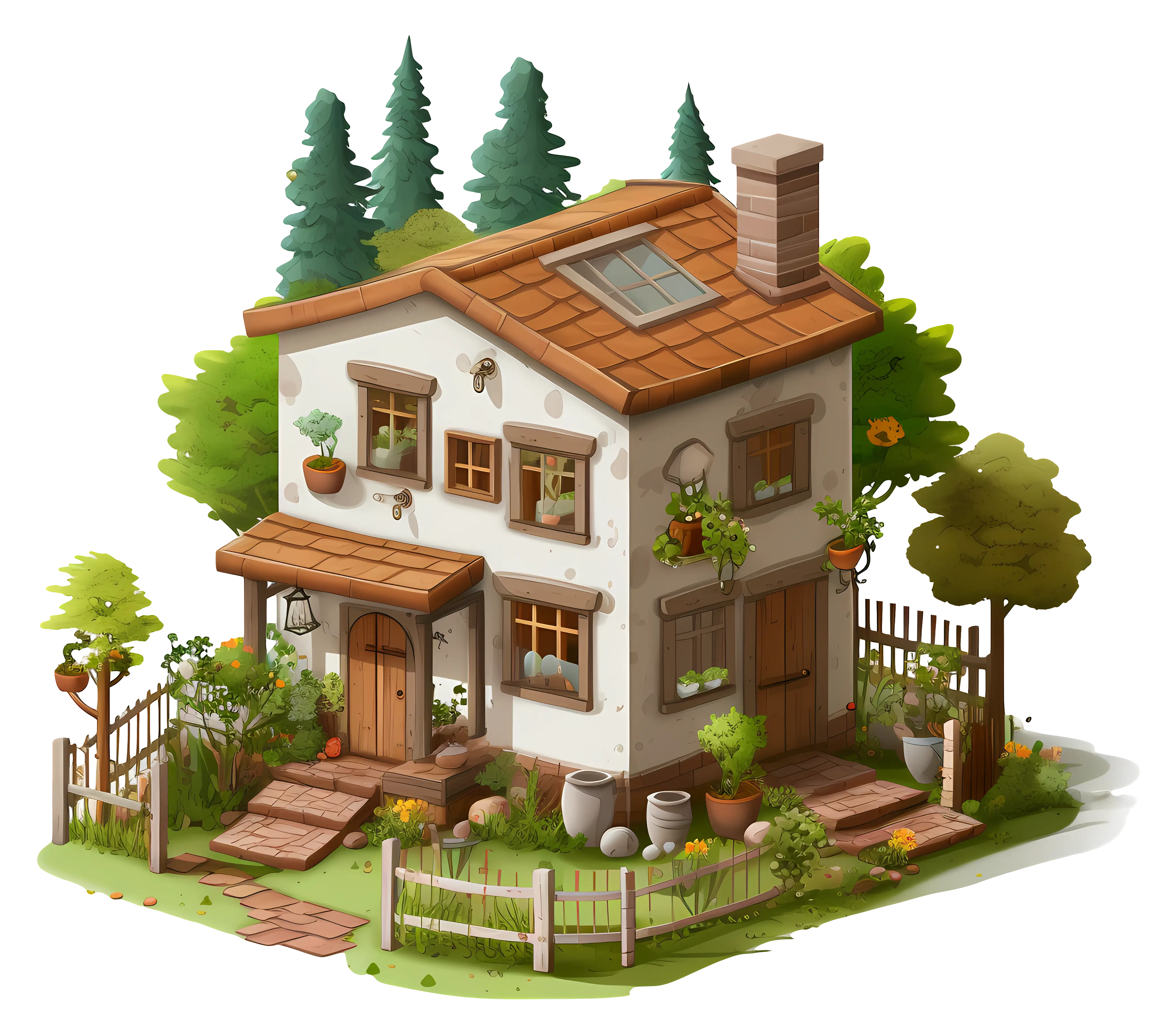 Lovely Cottage Surrounded by Flowers and Nature