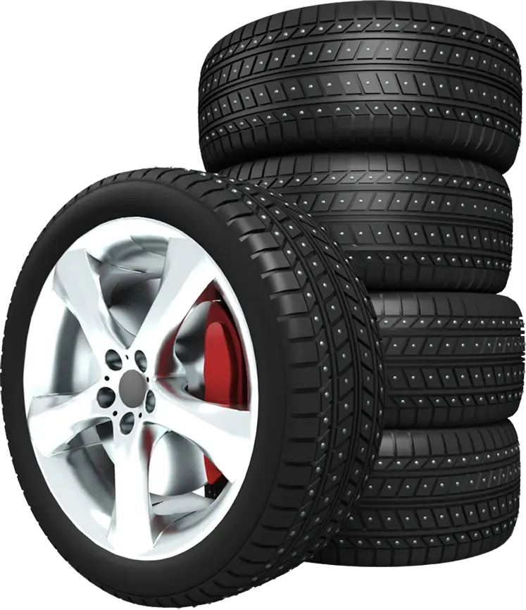 Stack of Tires with Shiny Rim