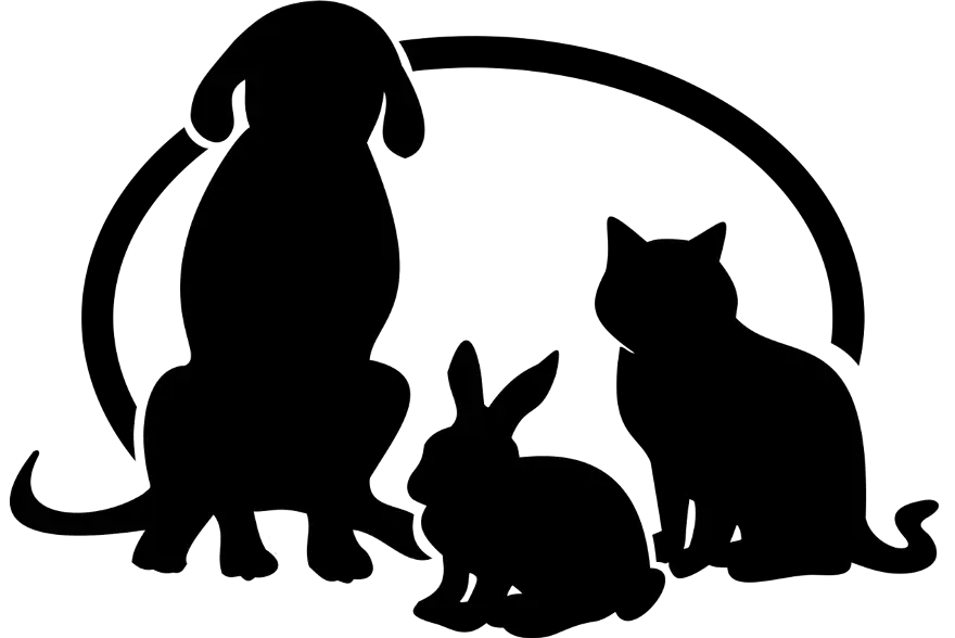 Silhouettes of Dog, Cat, and Rabbit Illustration